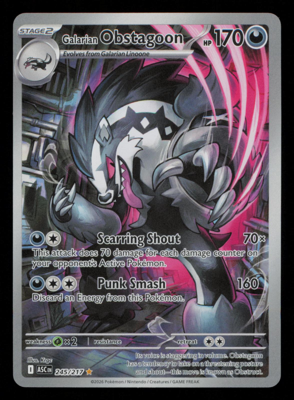 Galarian Obstagoon 245/217 Illustration Rare Ascended Heroes Pokemon