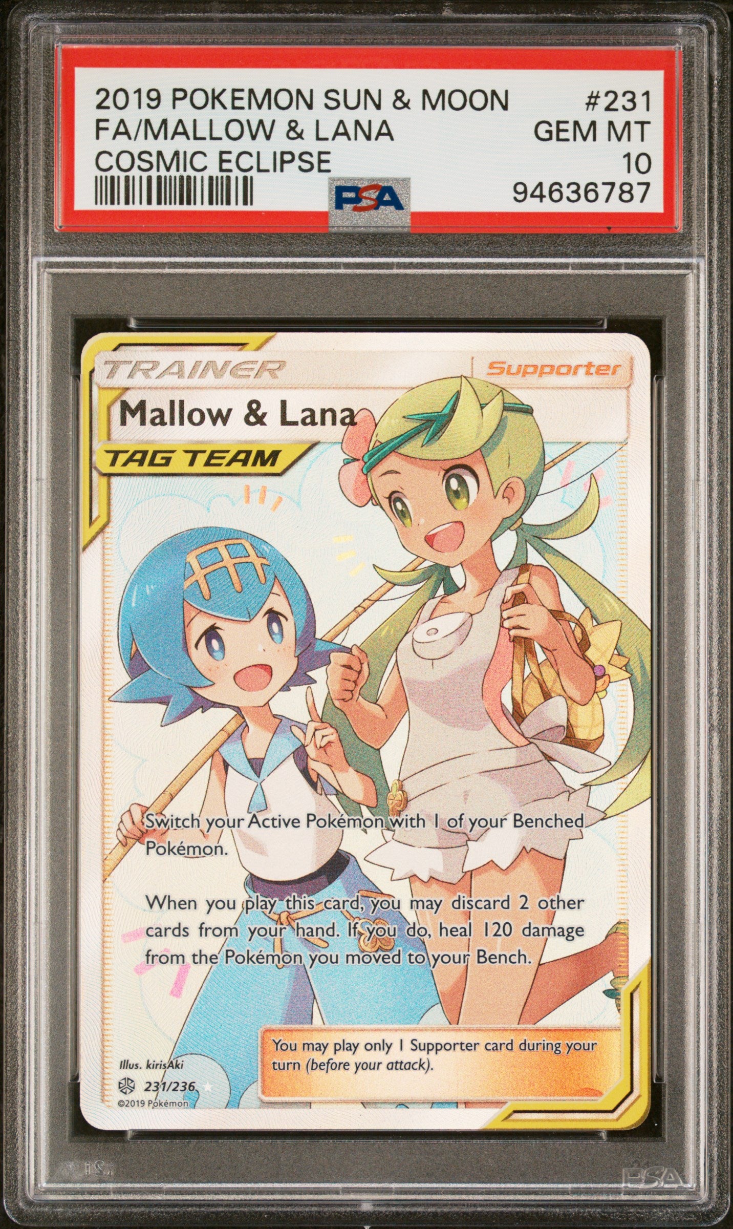 Mallow & Lana 231/236 Cosmic Eclipse Pokemon PSA 10