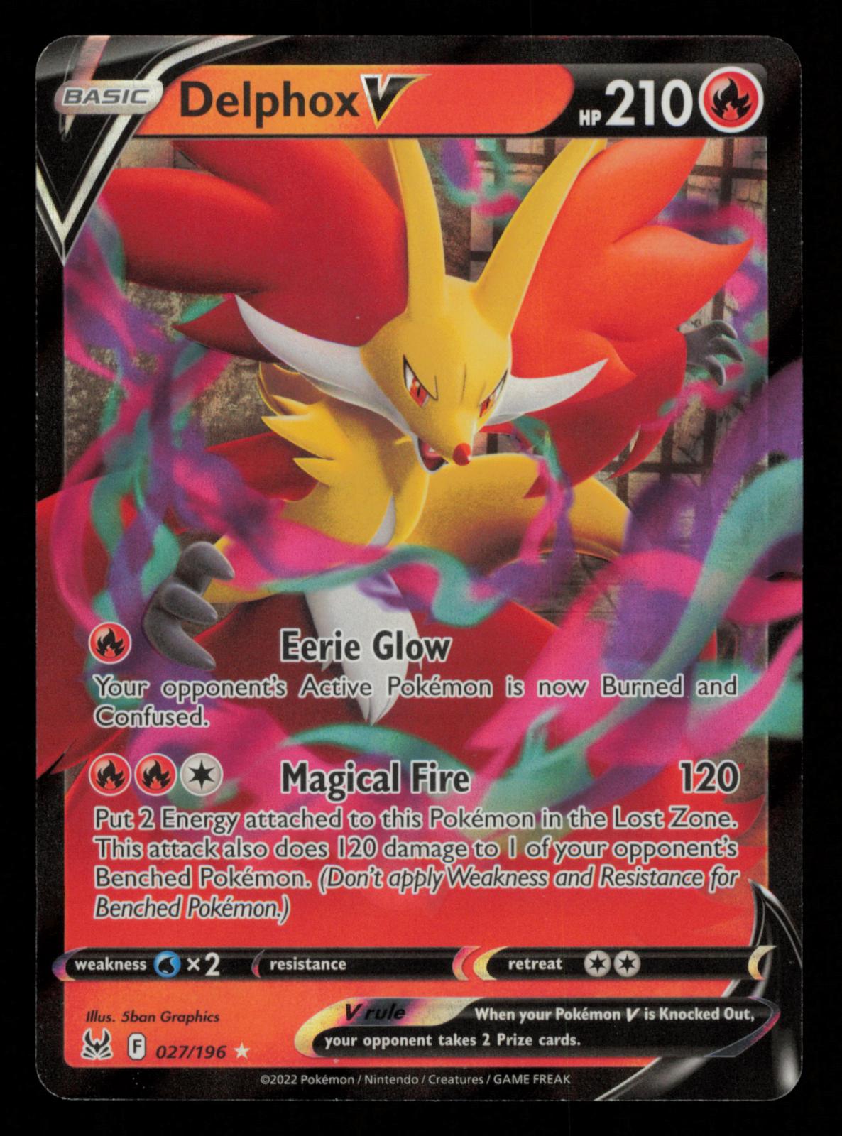 Delphox V 027/196 Holo V Rare Lost Origin Pokemon