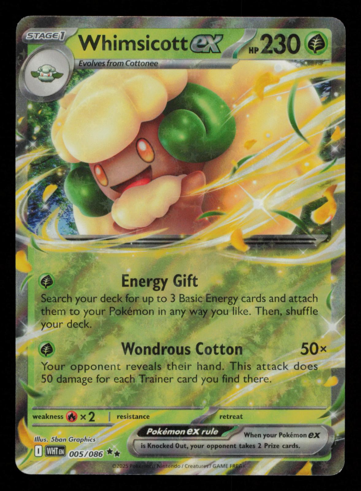 Whimsicott ex 005/086 Holo Double Rare White Flare Pokemon