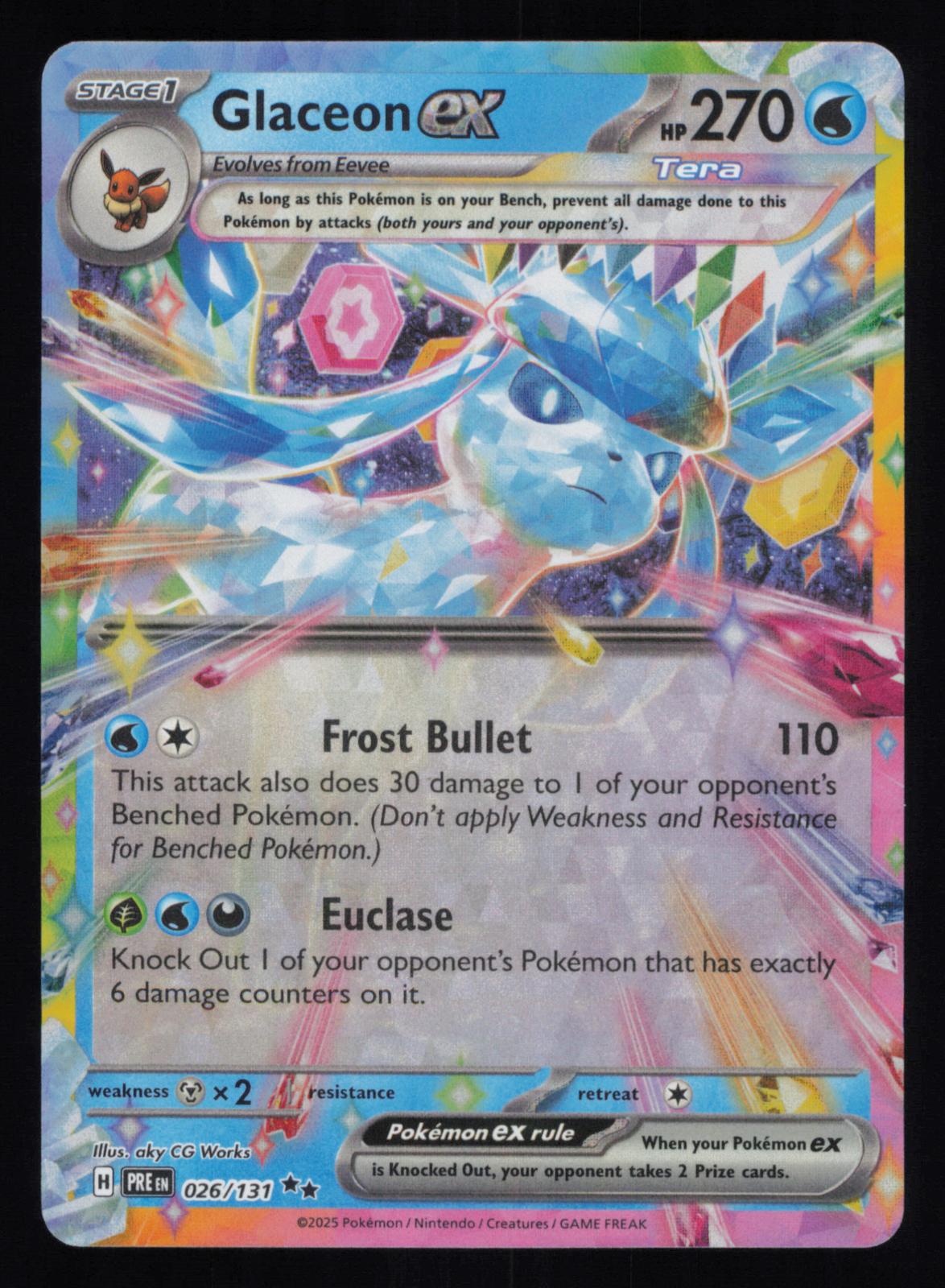 Glaceon ex 026/131 Holo Double Rare Prismatic Evolutions Pokemon
