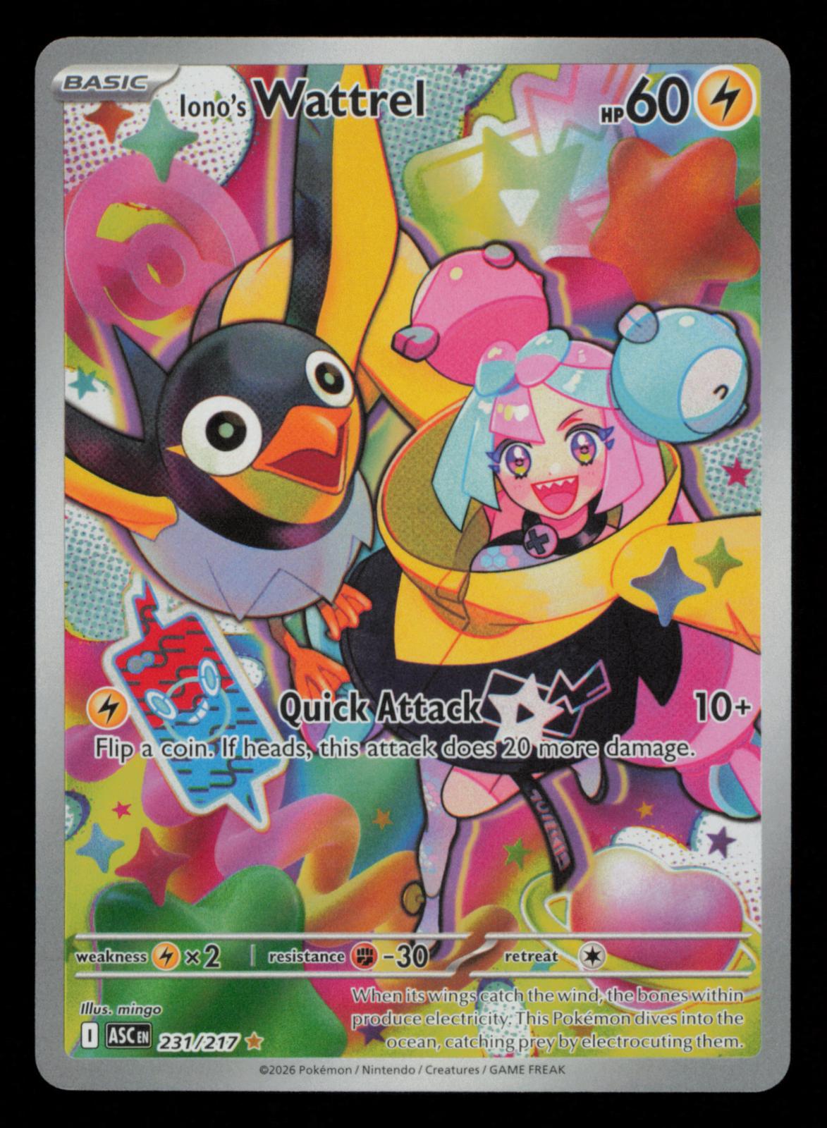 Iono's Wattrel 231/217 Illustration Rare Ascended Heroes Pokemon