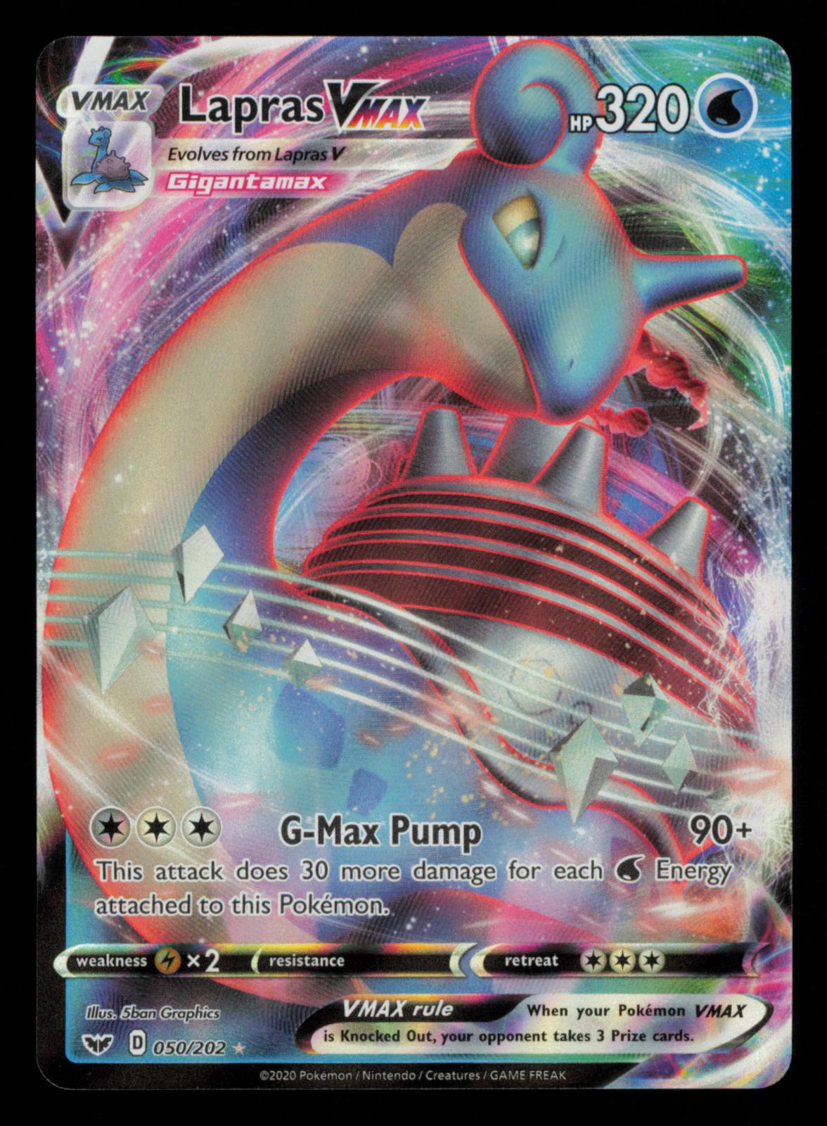 Lapras VMAX 050/202 Holo VMAX Rare Sword & Shield Pokemon