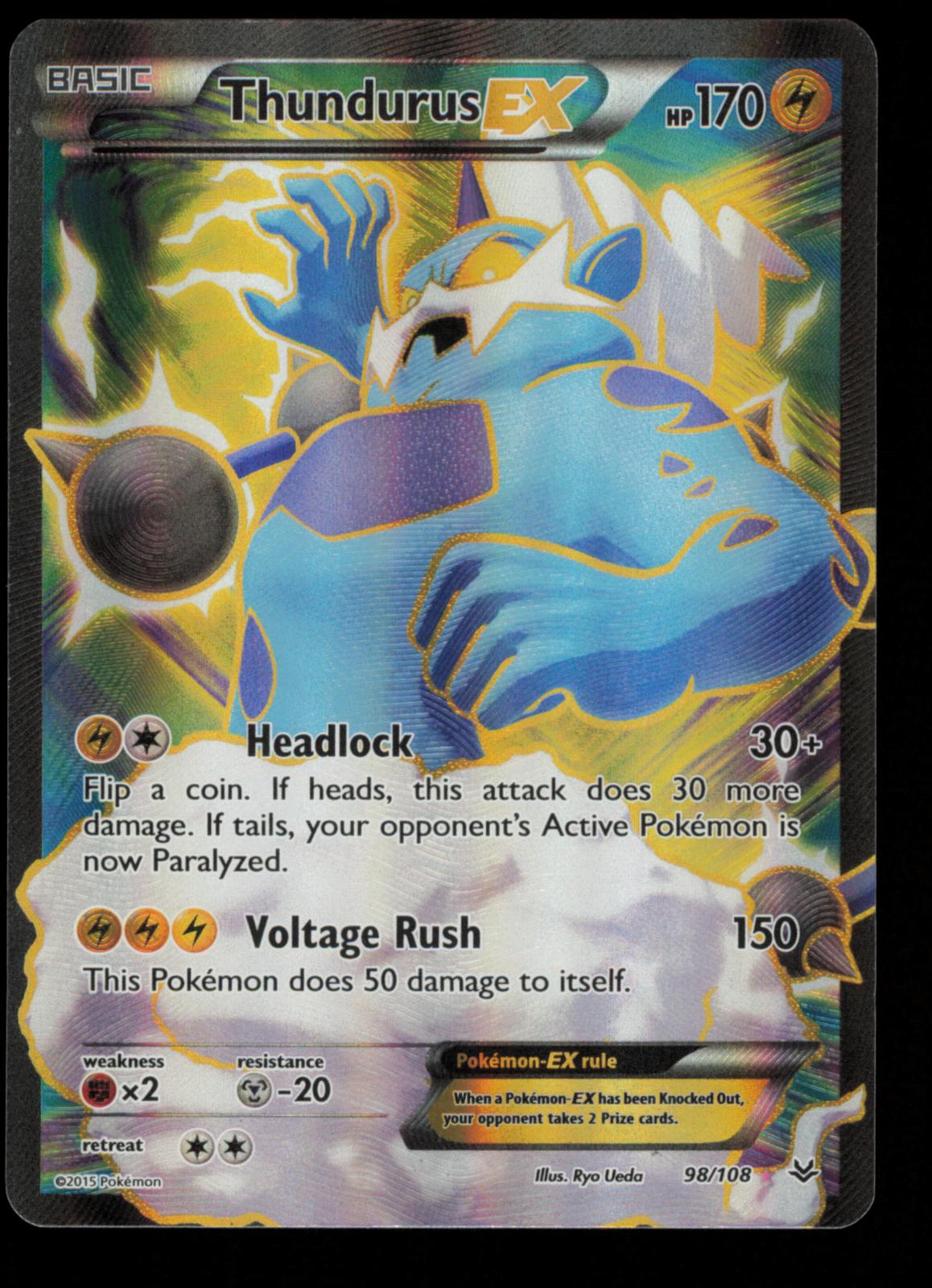 Thundurus EX 98/108 Ultra Rare Roaring Skies Pokemon