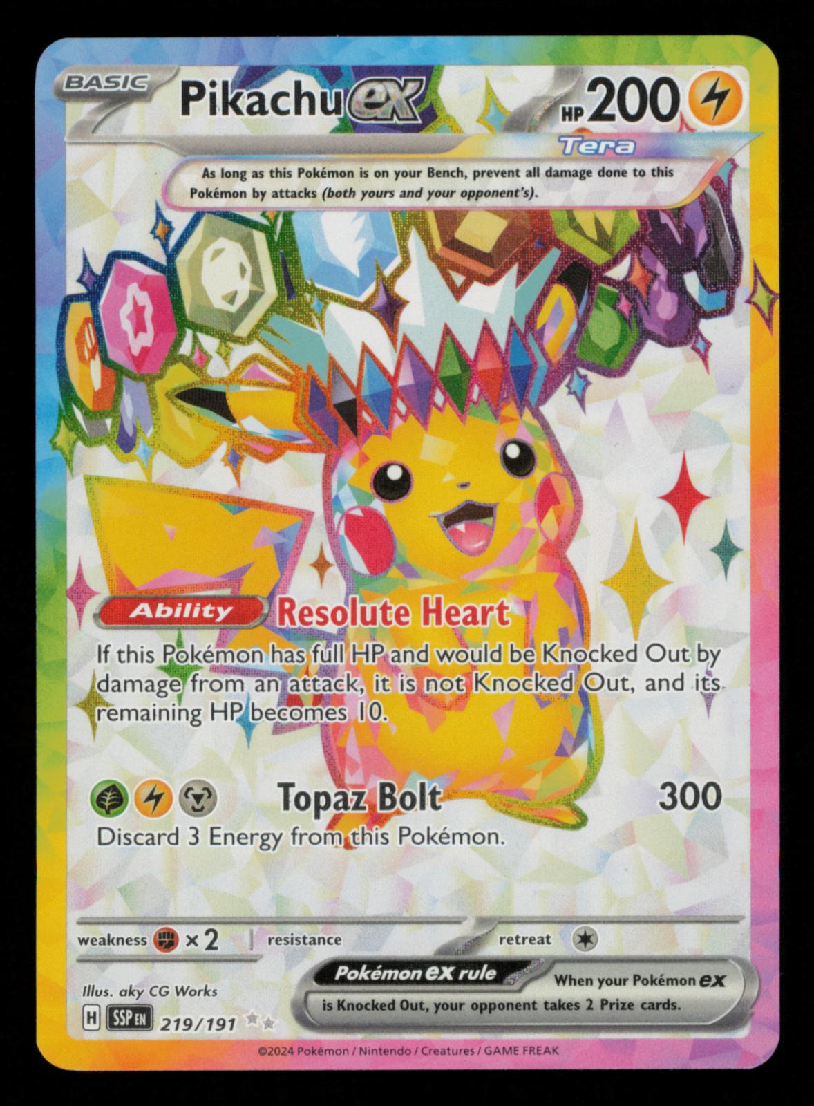 Pikachu ex 219/191 Ultra Rare Surging Sparks Pokemon
