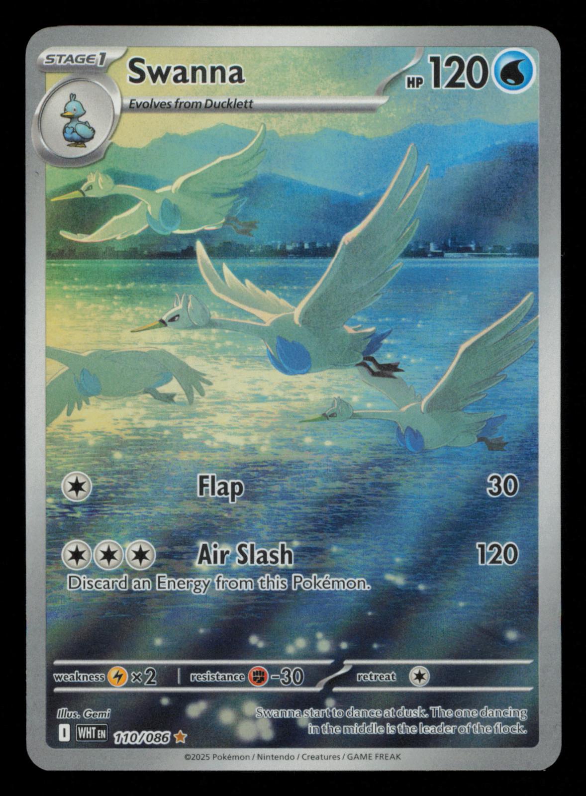 Swanna 110/086 Holo Illustration Rare White Flare Pokemon