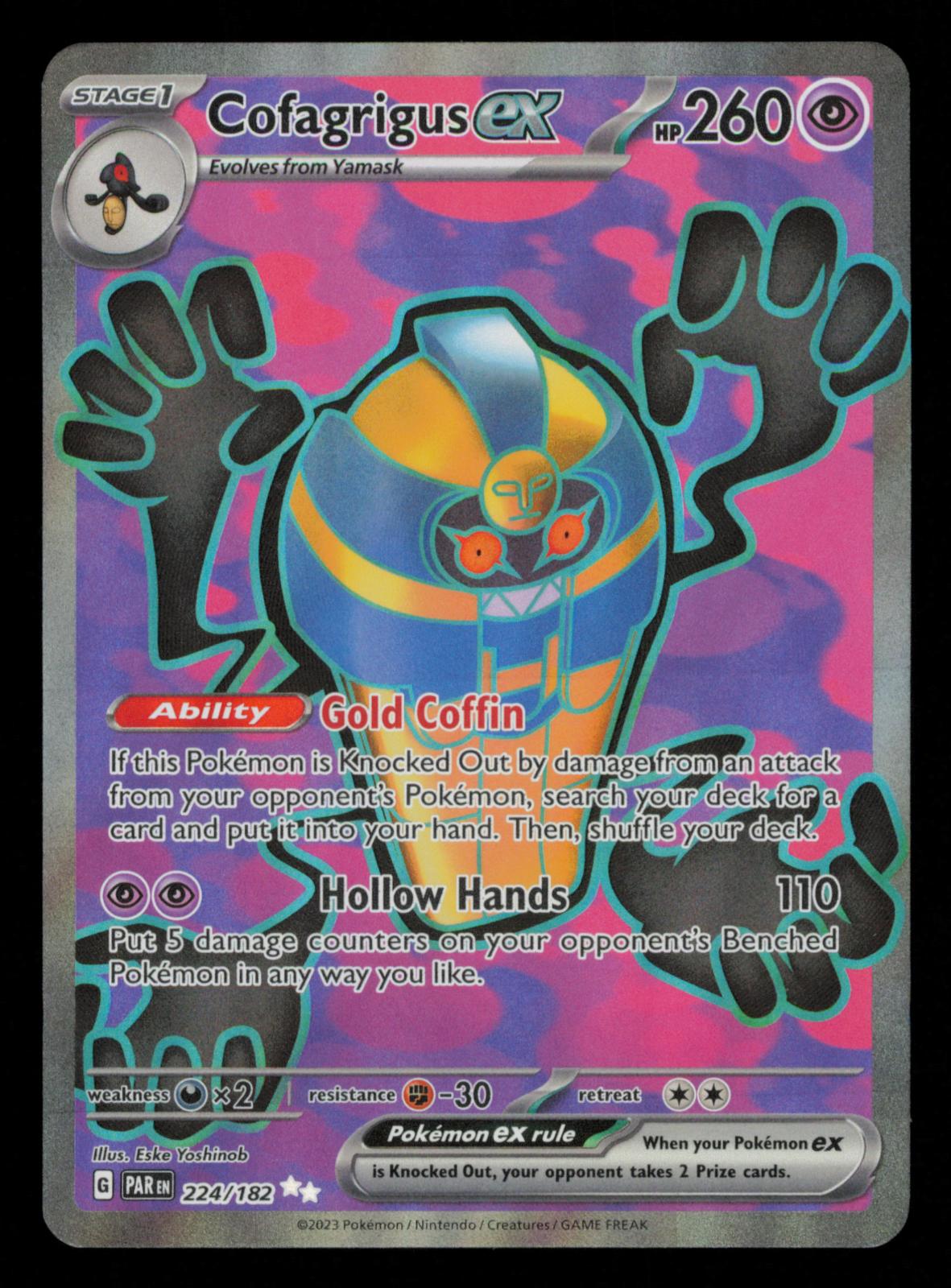 Cofagrigus ex 224/182 Ultra Rare Paradox Rift Pokemon