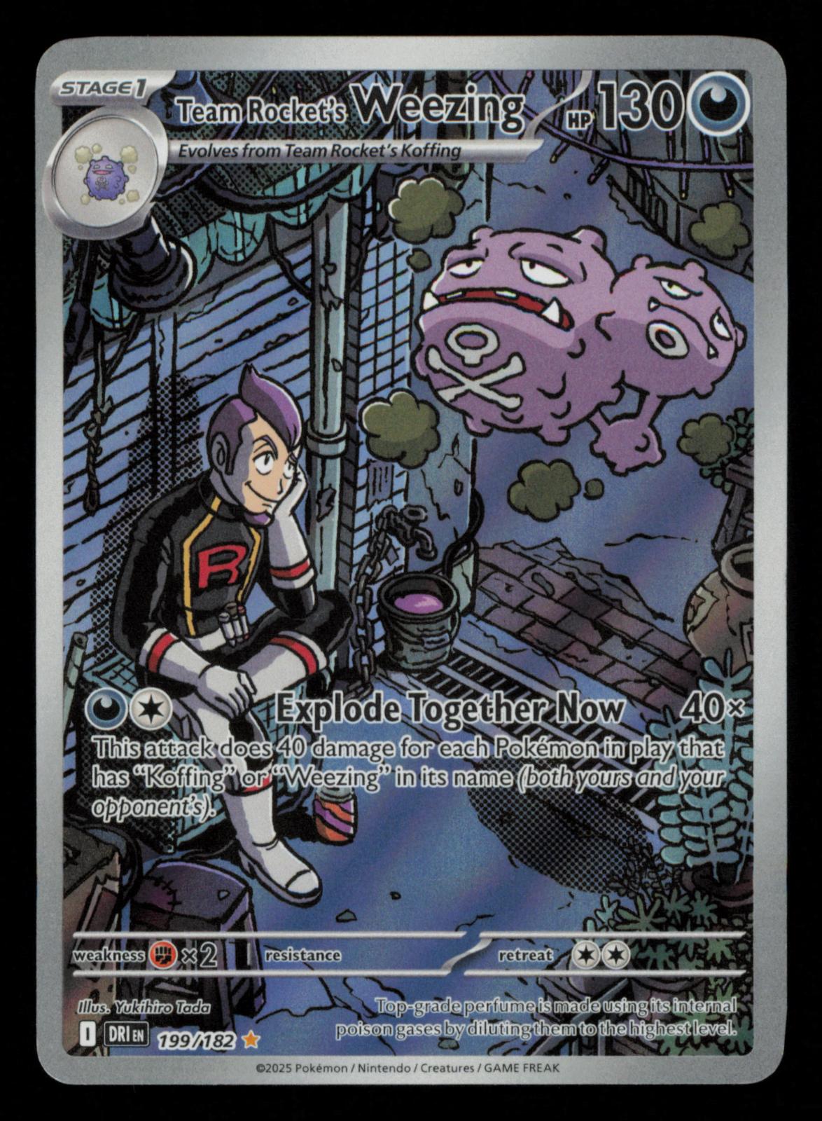 Team Rocket's Weezing 199/182 Illustration Rare Destined Rivals Pokemon