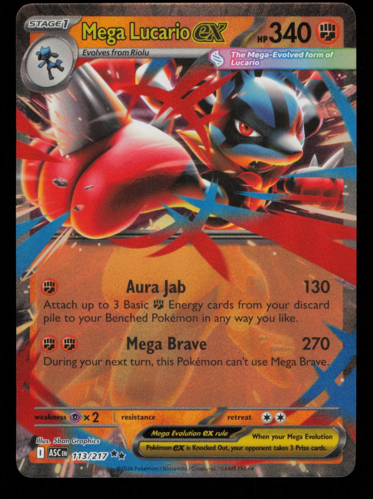 Mega Lucario ex 077/132 Double Rare Mega Evolution Pokemon