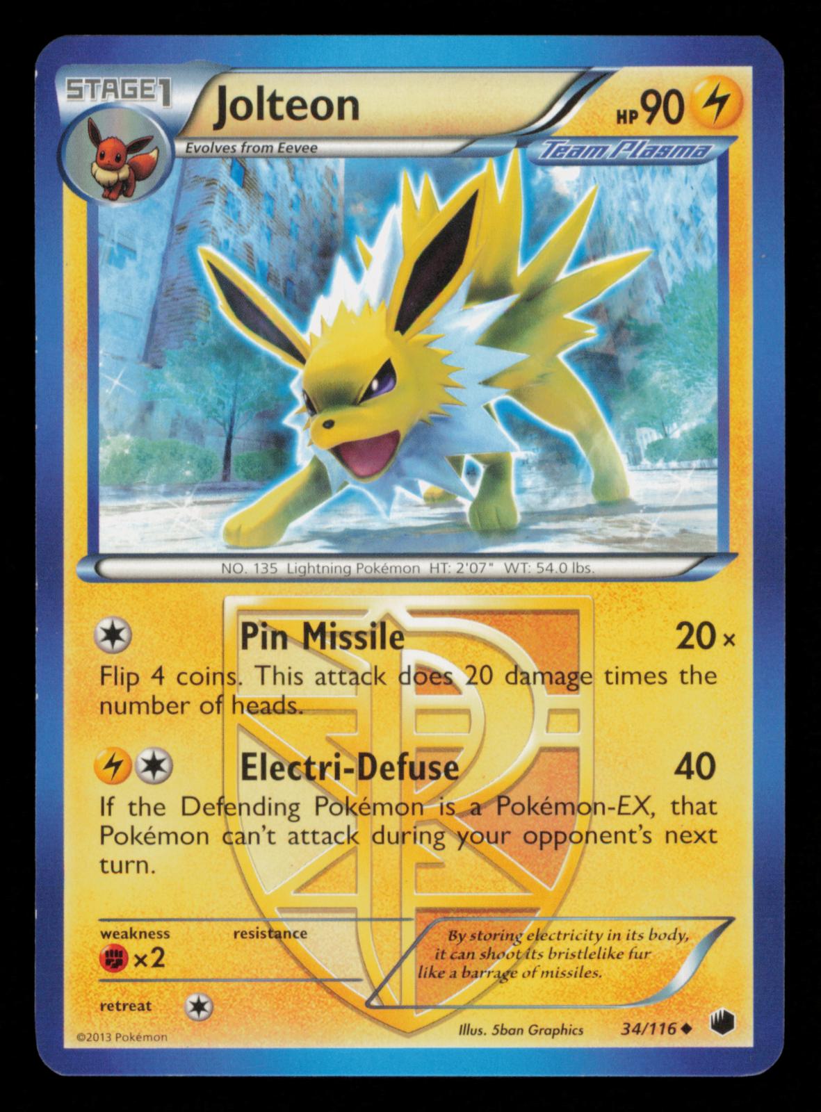 Jolteon 34/116 Uncommon Plasma Freeze Pokemon