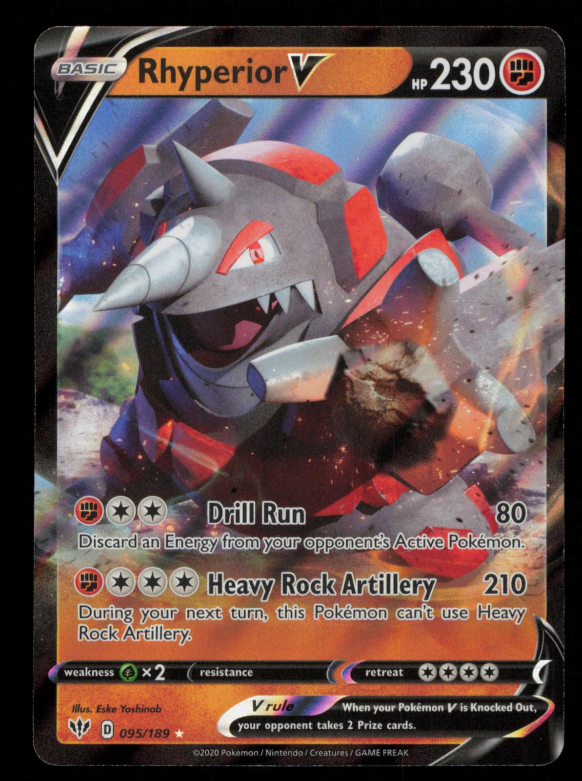 Rhyperior V 095/189 Holo V Rare Darkness Ablaze Pokemon