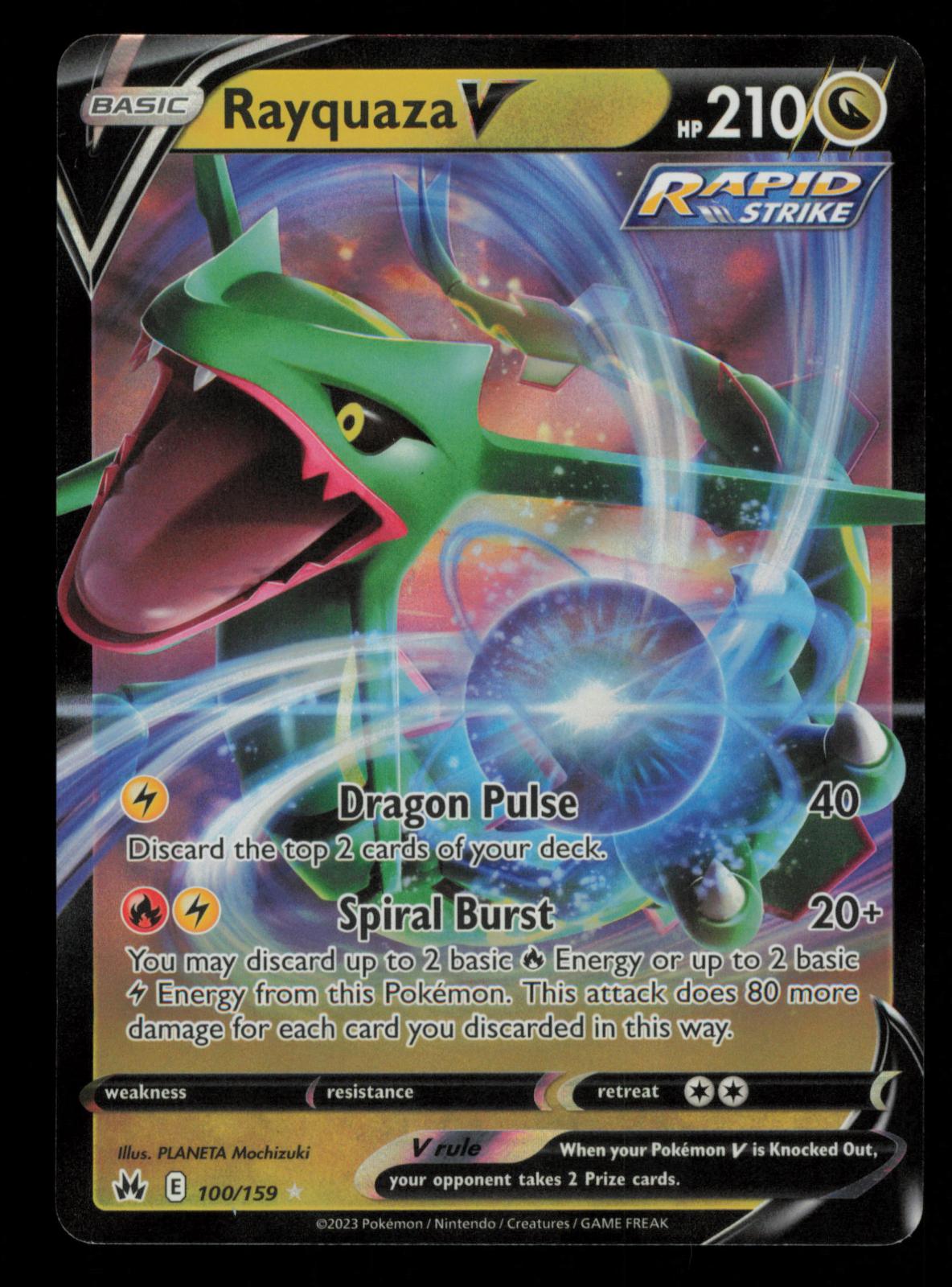 Rayquaza V 100/159 Holo V Rare Crown Zenith Pokemon
