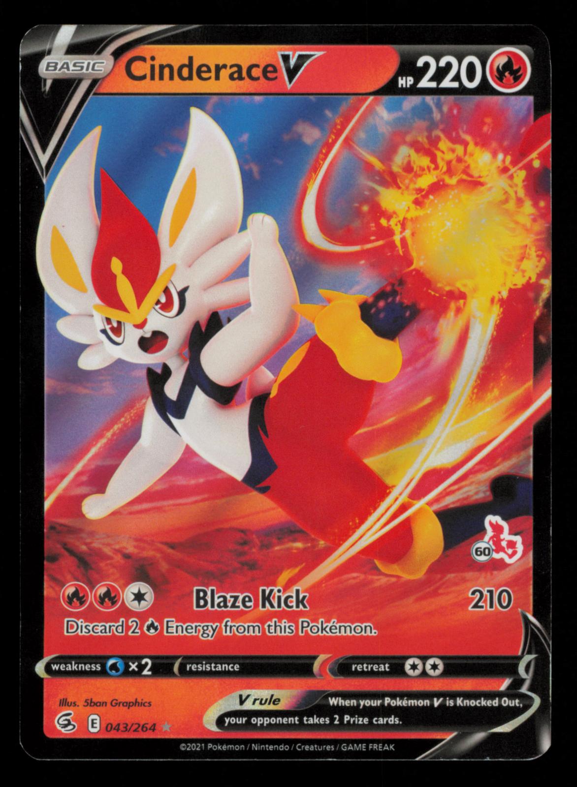 Cinderace V 043/264 Holo V Rare Fusion Strike Pokemon