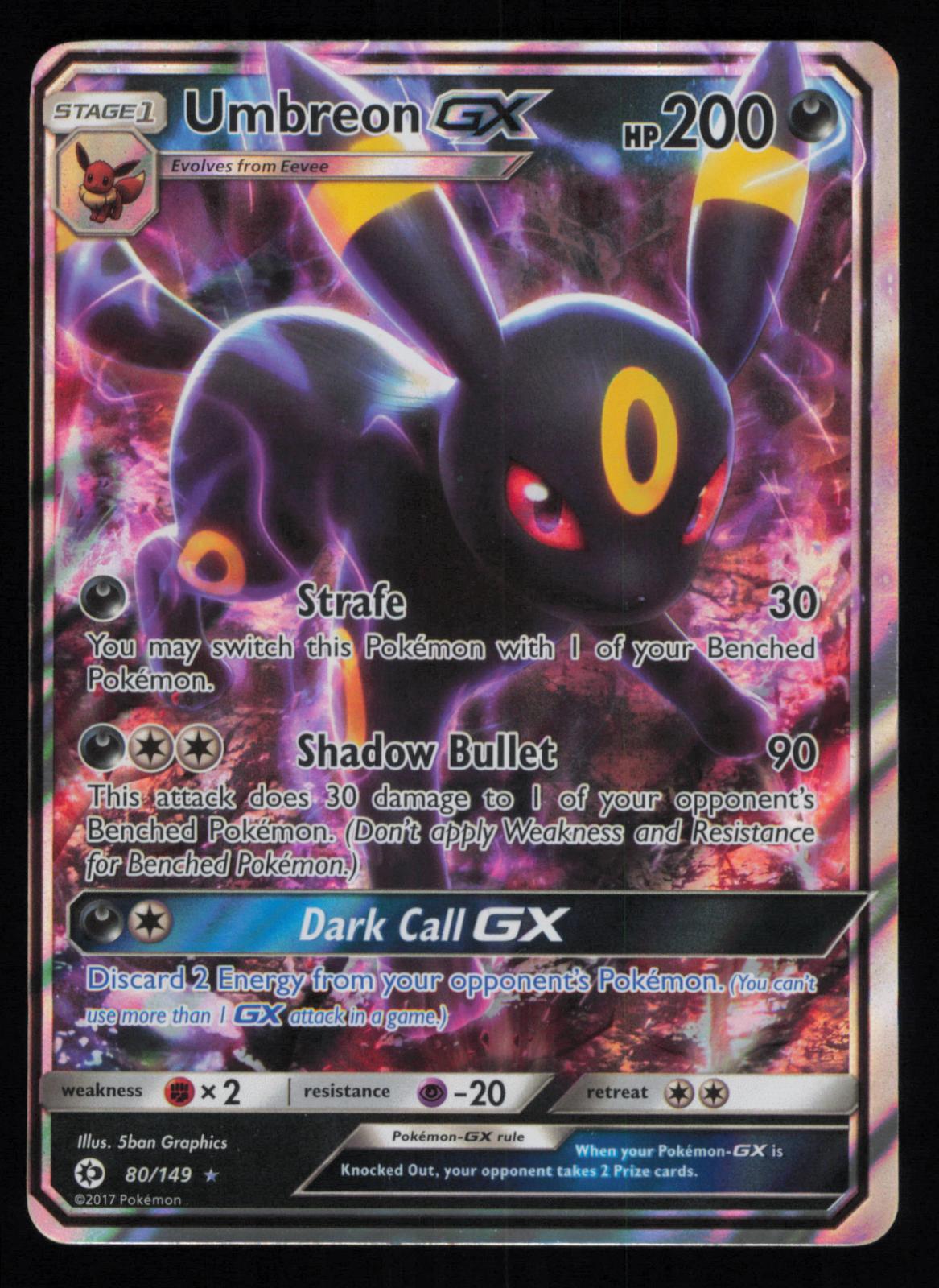 Umbreon GX 80/149 Holo Ultra Rare SM Base Set Pokemon