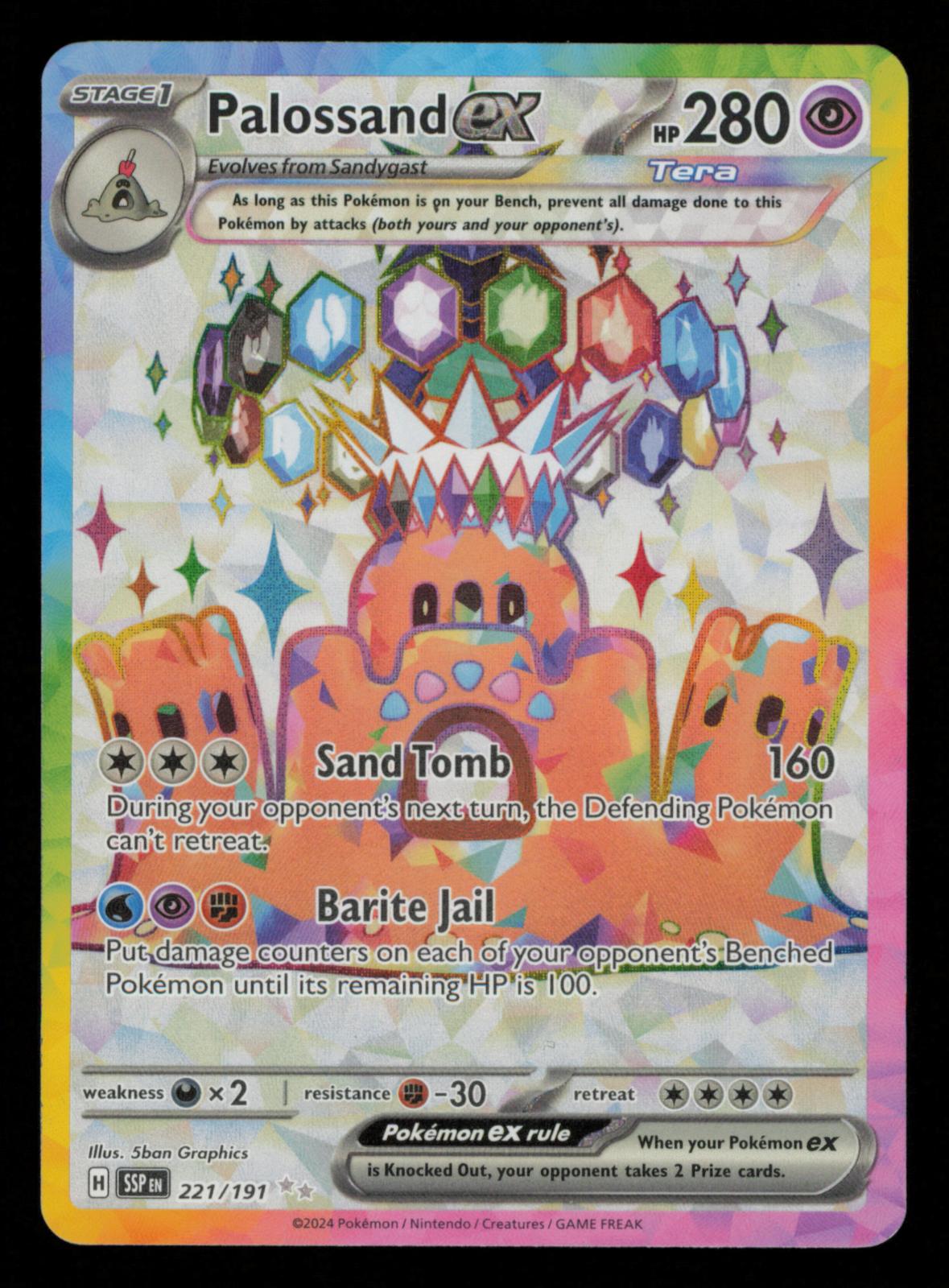 Palossand ex 221/191 Ultra Rare Surging Sparks Pokemon