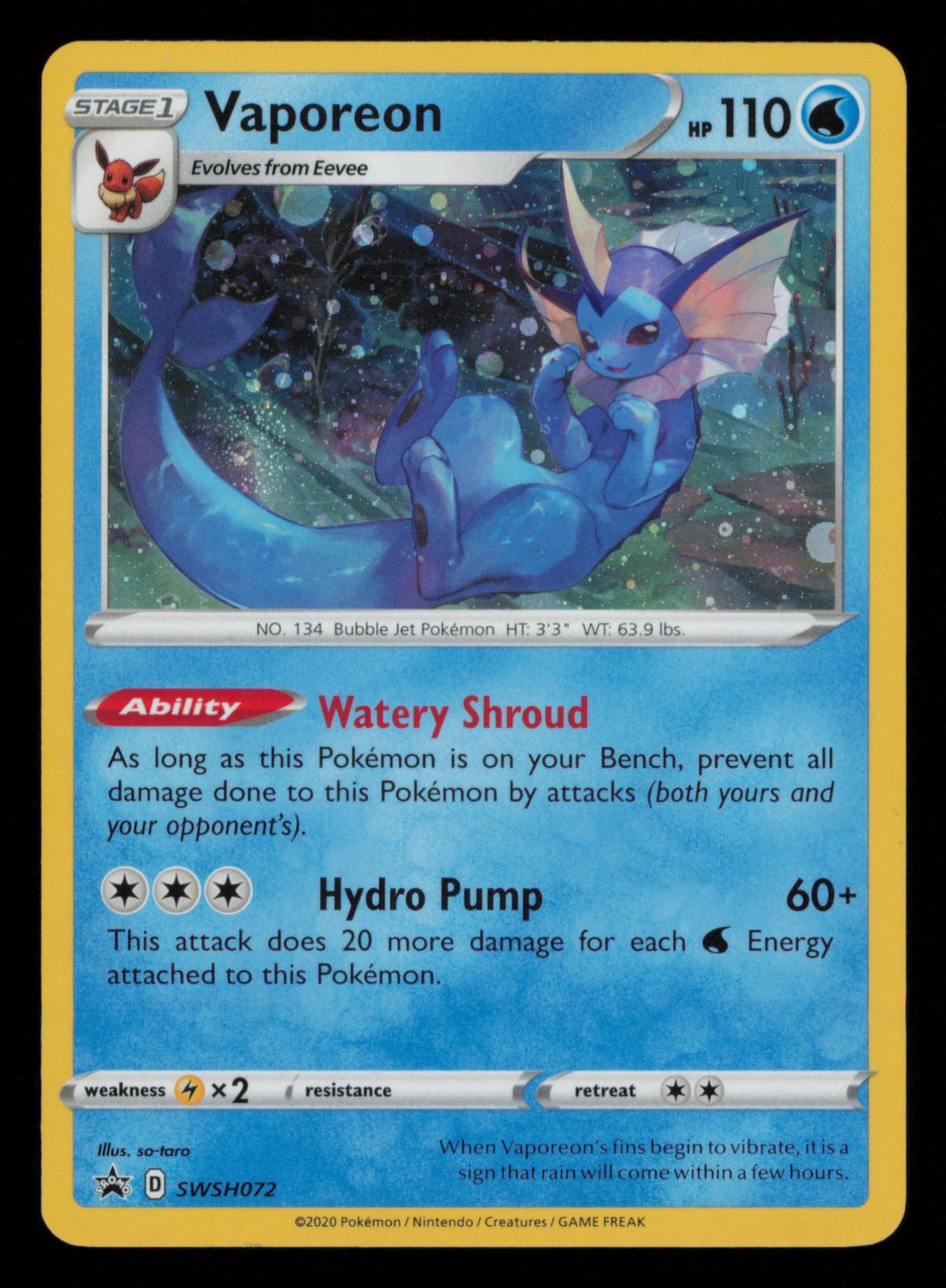 Vaporeon SWSH072 Holo Promo Sword & Shield Promo Pokemon