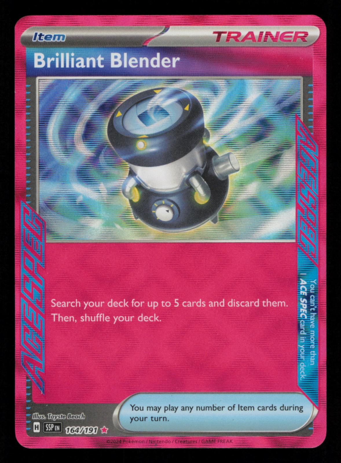 Brilliant Blender 164/191 ACE SPEC Rare Surging Sparks Pokemon