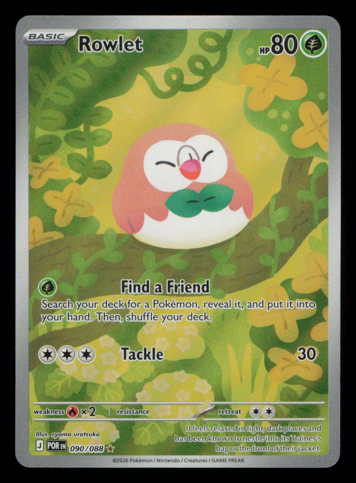 Rowlet 090/088 Holo Illustration Rare Perfect Order Pokemon