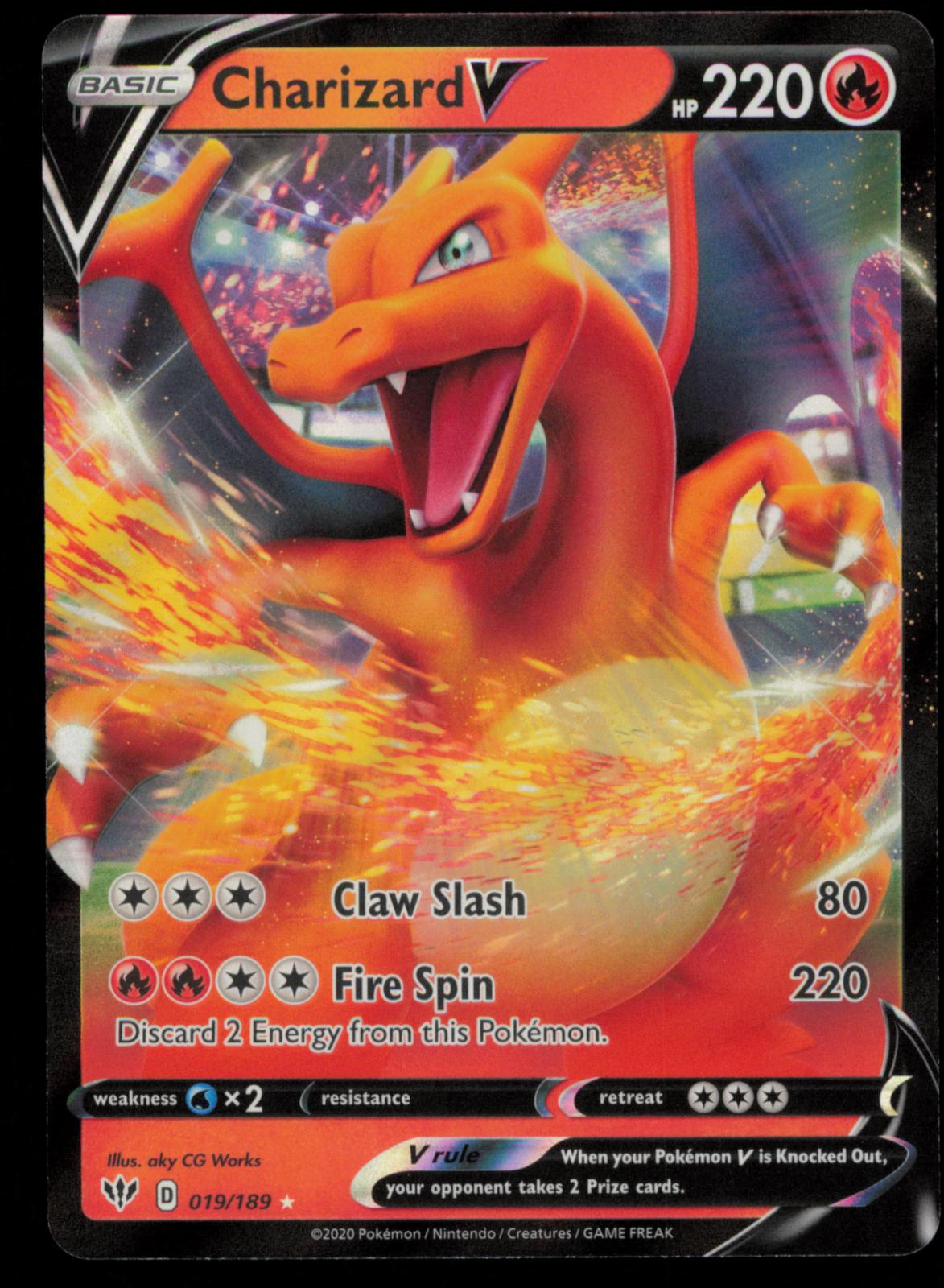 Charizard V 019/189 Holo V Rare Darkness Ablaze Pokemon