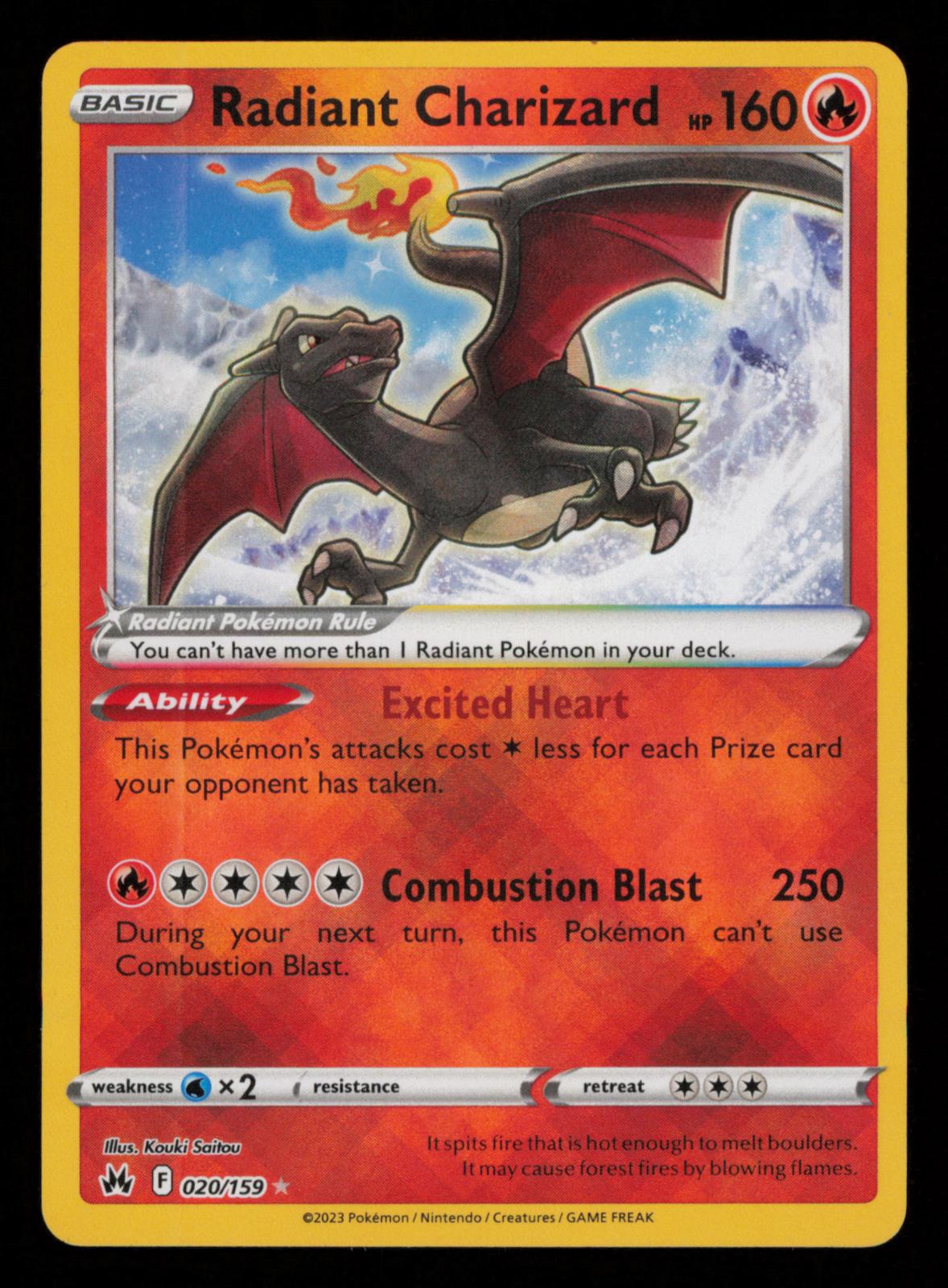 Radiant Charizard 020/159 Radiant Rare Crown Zenith - Roller line front 