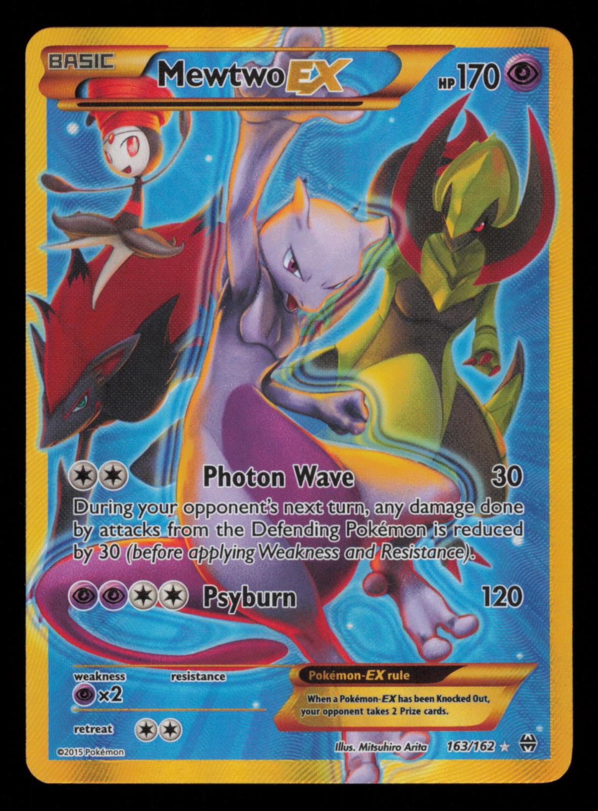 Mewtwo EX 163/162 Secret Rare BREAKthrough Pokemon Front pinch