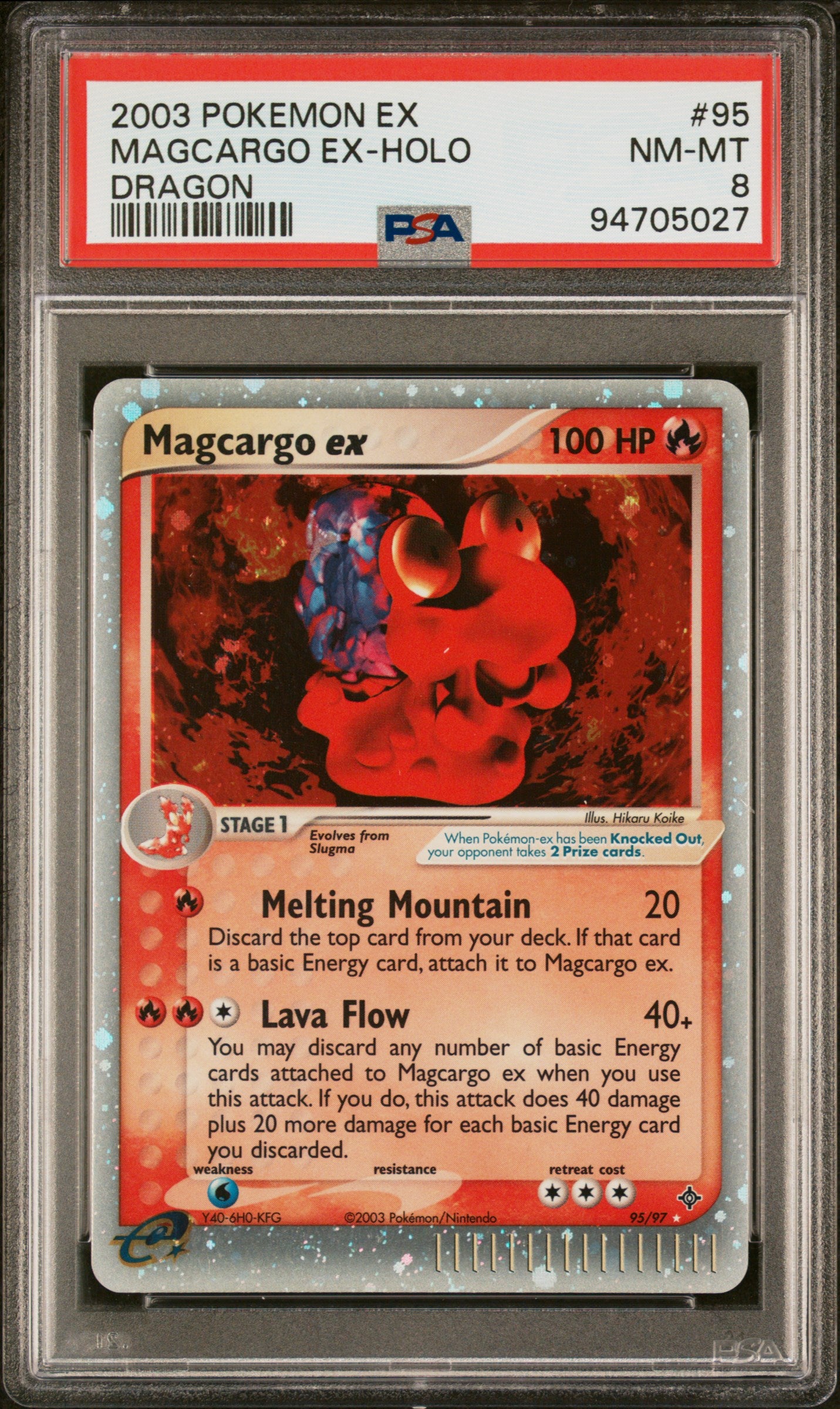 Magcargo EX Holo 95/97 Dragon Pokemon PSA 8
