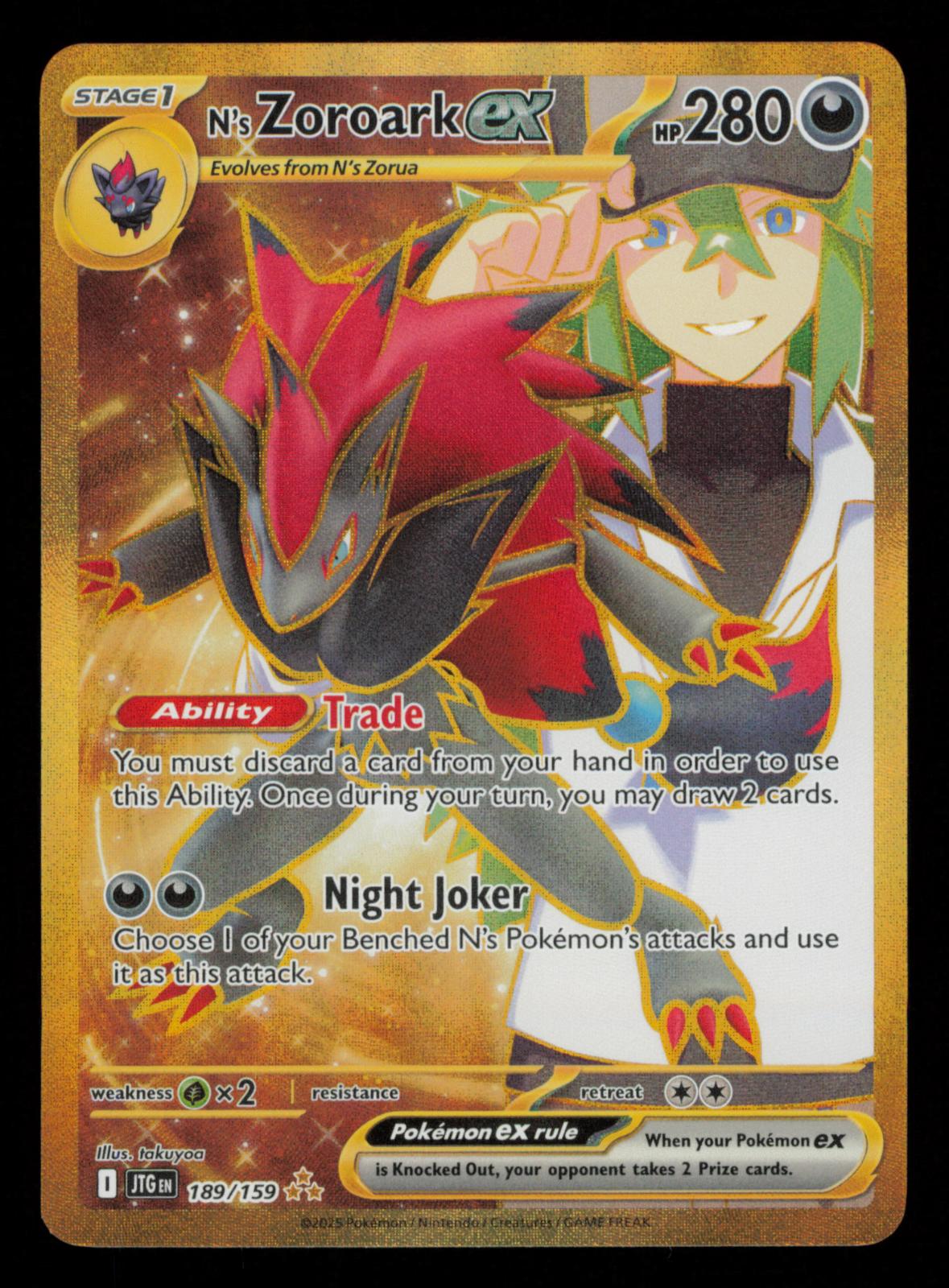 N's Zoroark ex 189/159 Hyper Rare Journey Together Pokemon Holo