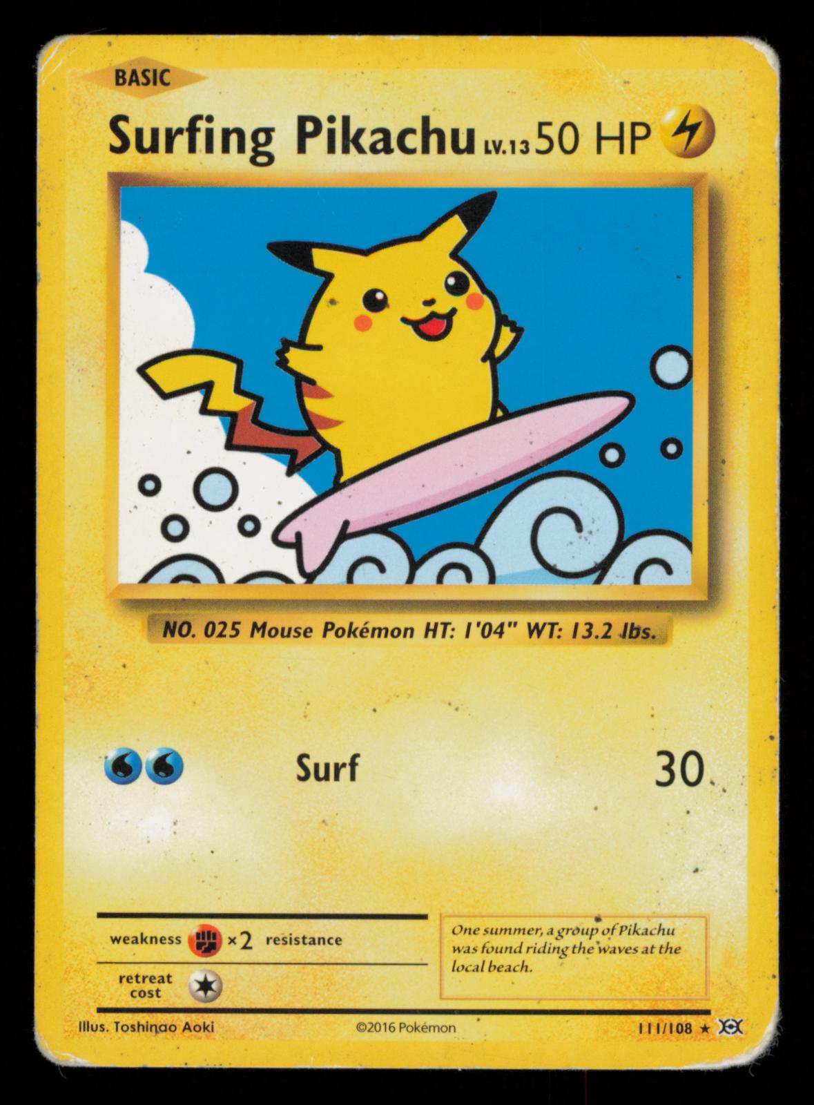 Surfing Pikachu 111/108 Secret Rare Evolutions Pokemon