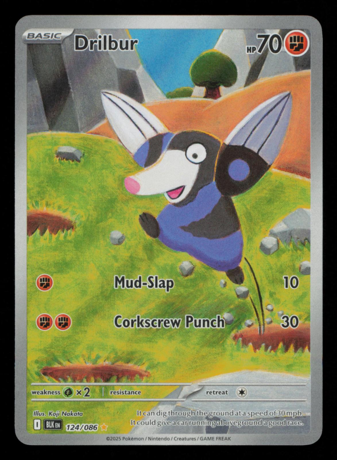 Drilbur 124/086 Holo Illustration Rare Black Bolt Pokemon