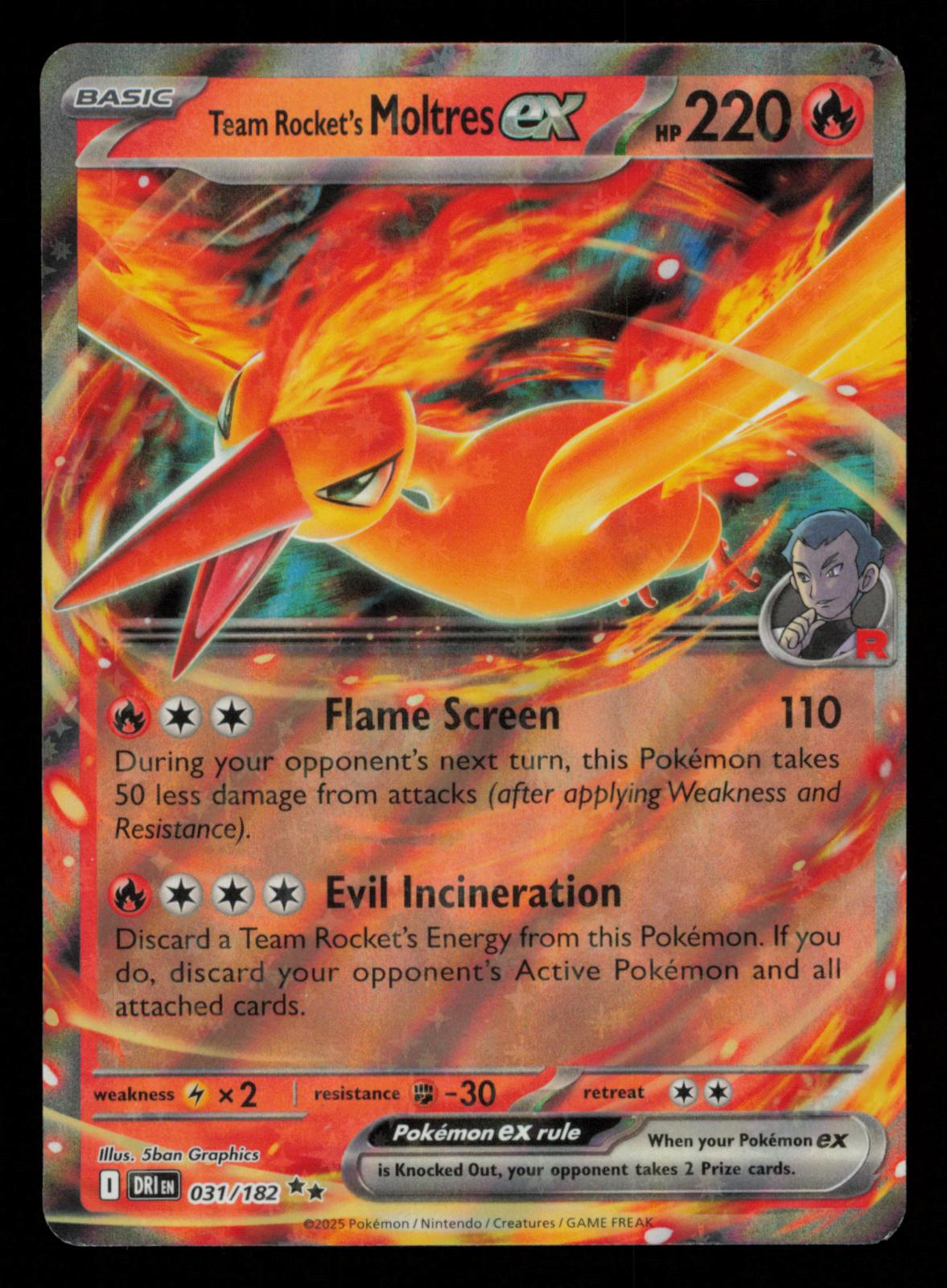 Team Rocket's Moltres ex 031/182 Double Rare Destined Rivals Pokemon