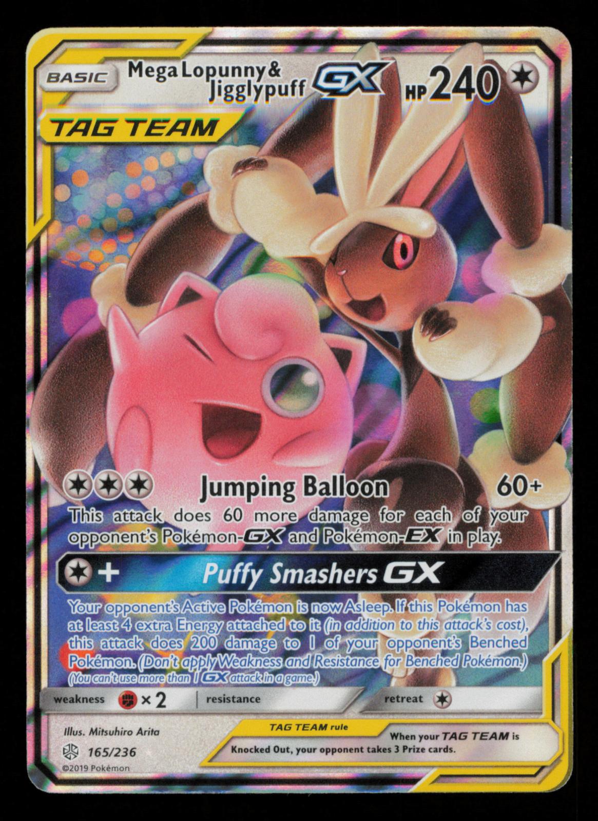 Mega Lopunny & Jigglypuff GX 165/236 Holo GX Rare Cosmic Eclipse Pokemon