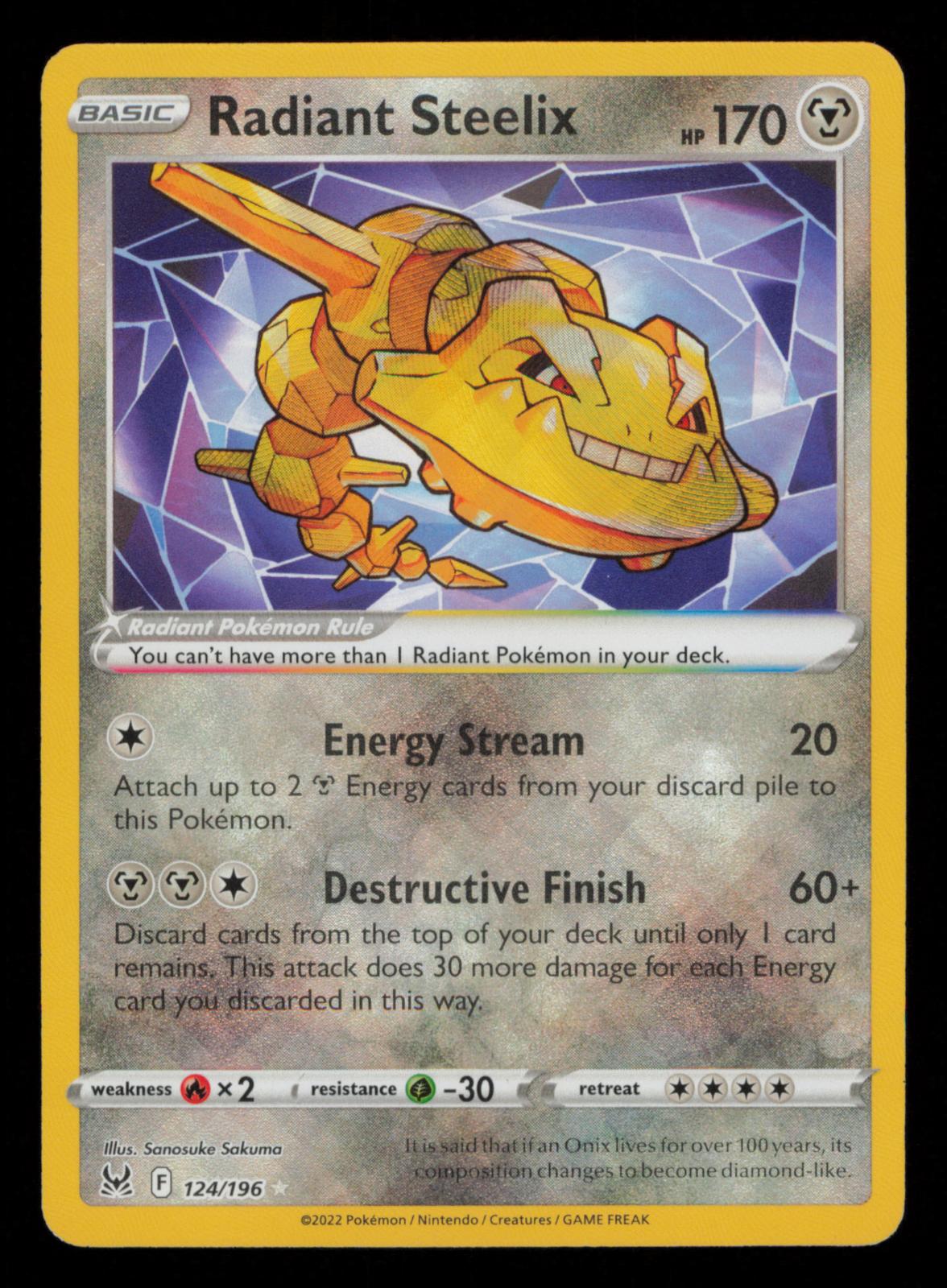 Radiant Steelix 124/196 Radiant Rare Lost Origin Pokemon