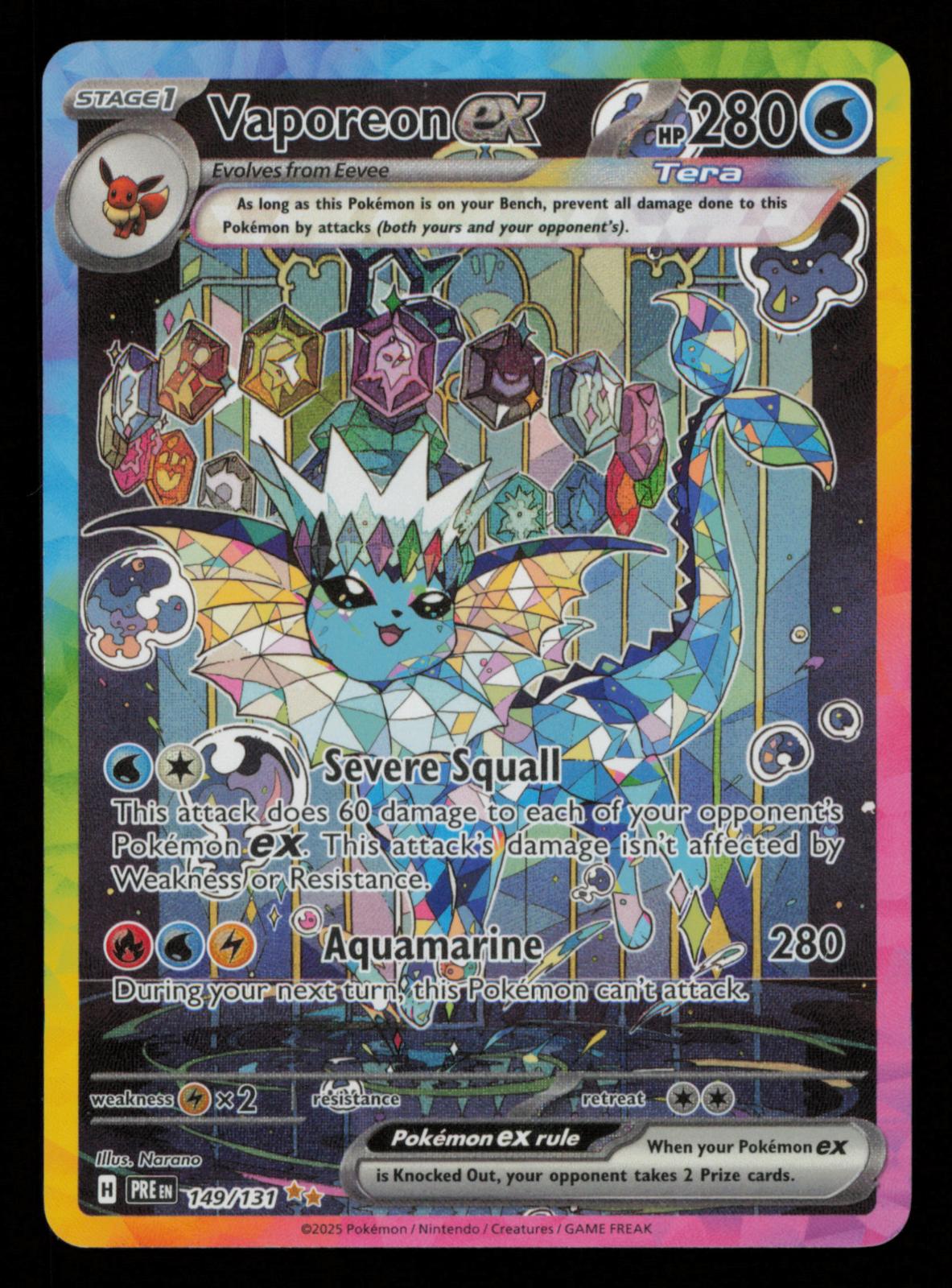 Vaporeon ex 149/131 Holo Prismatic Evolutions Pokemon 