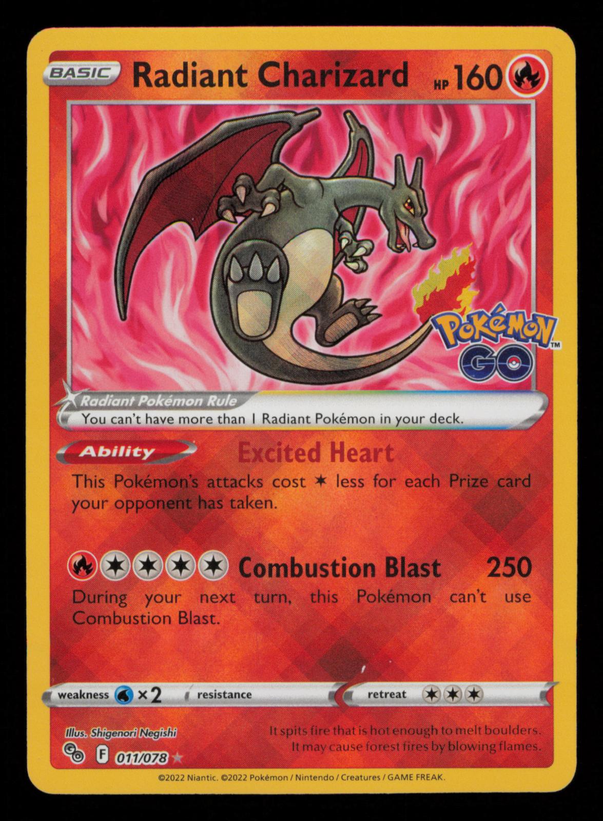 Radiant Charizard 011/078 Radiant Rare Pokemon GO Pokemon