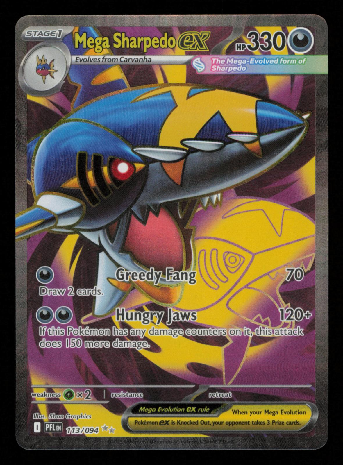 Mega Sharpedo ex 113/094 Ultra Rare Phantasmal Flames Pokemon