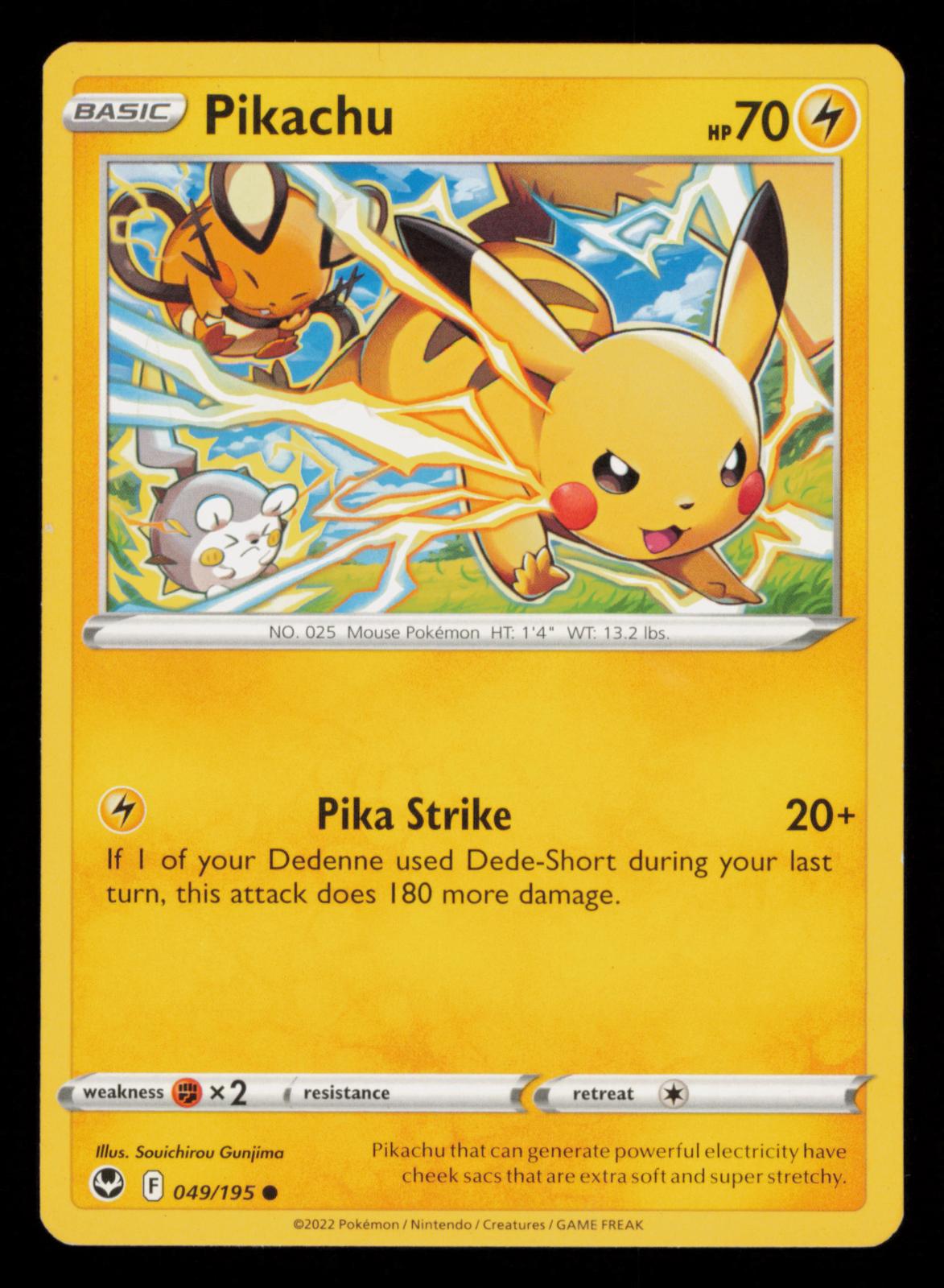 Pikachu 049/195 Common Silver Tempest Pokemon