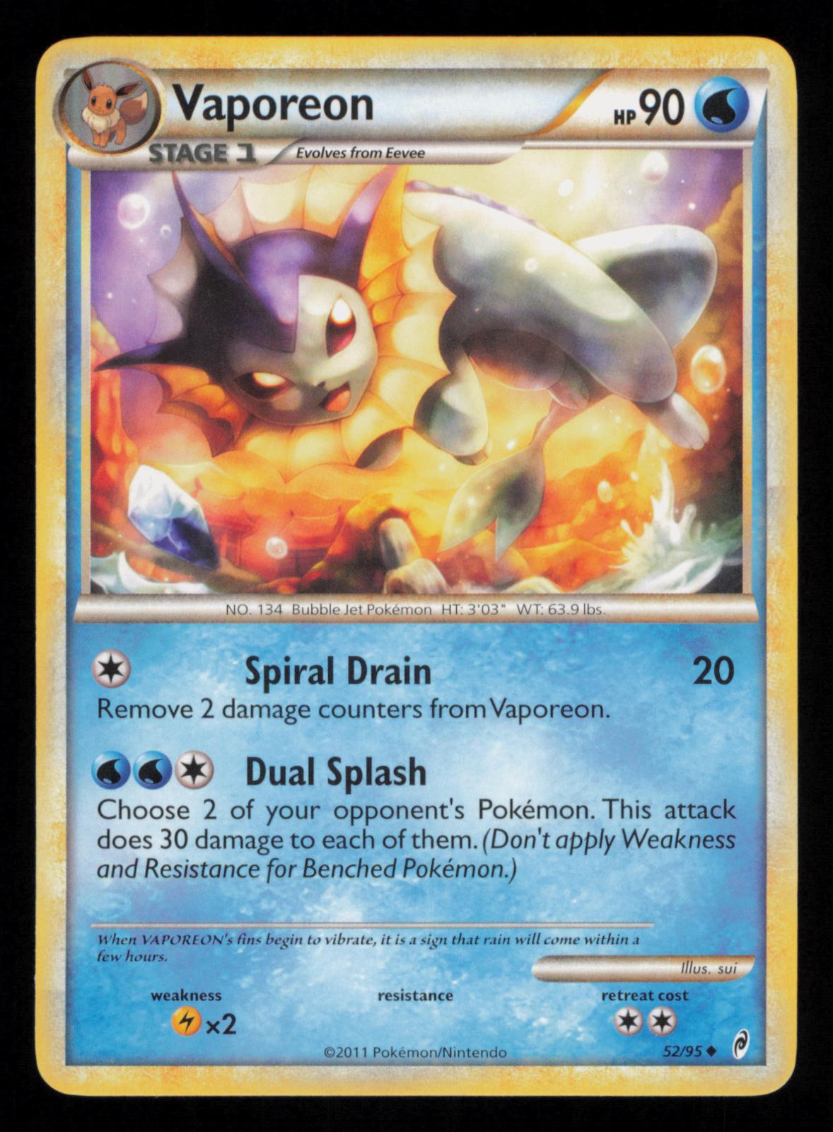 Vaporeon 52/95 Uncommon Call of Legends Pokemon