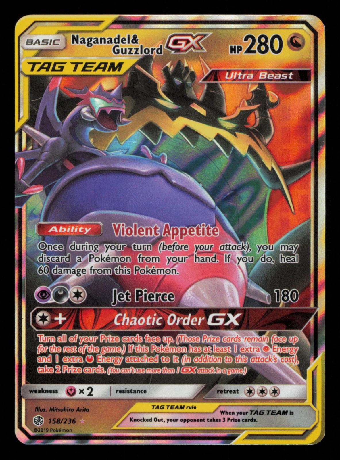 Naganadel & Guzzlord GX 158/236 Holo GX Rare Cosmic Eclipse Pokemon
