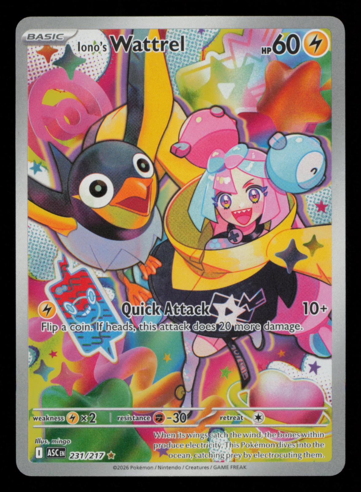 Iono's Wattrel 231/217 Illustration Rare Ascended Heroes Pokemon