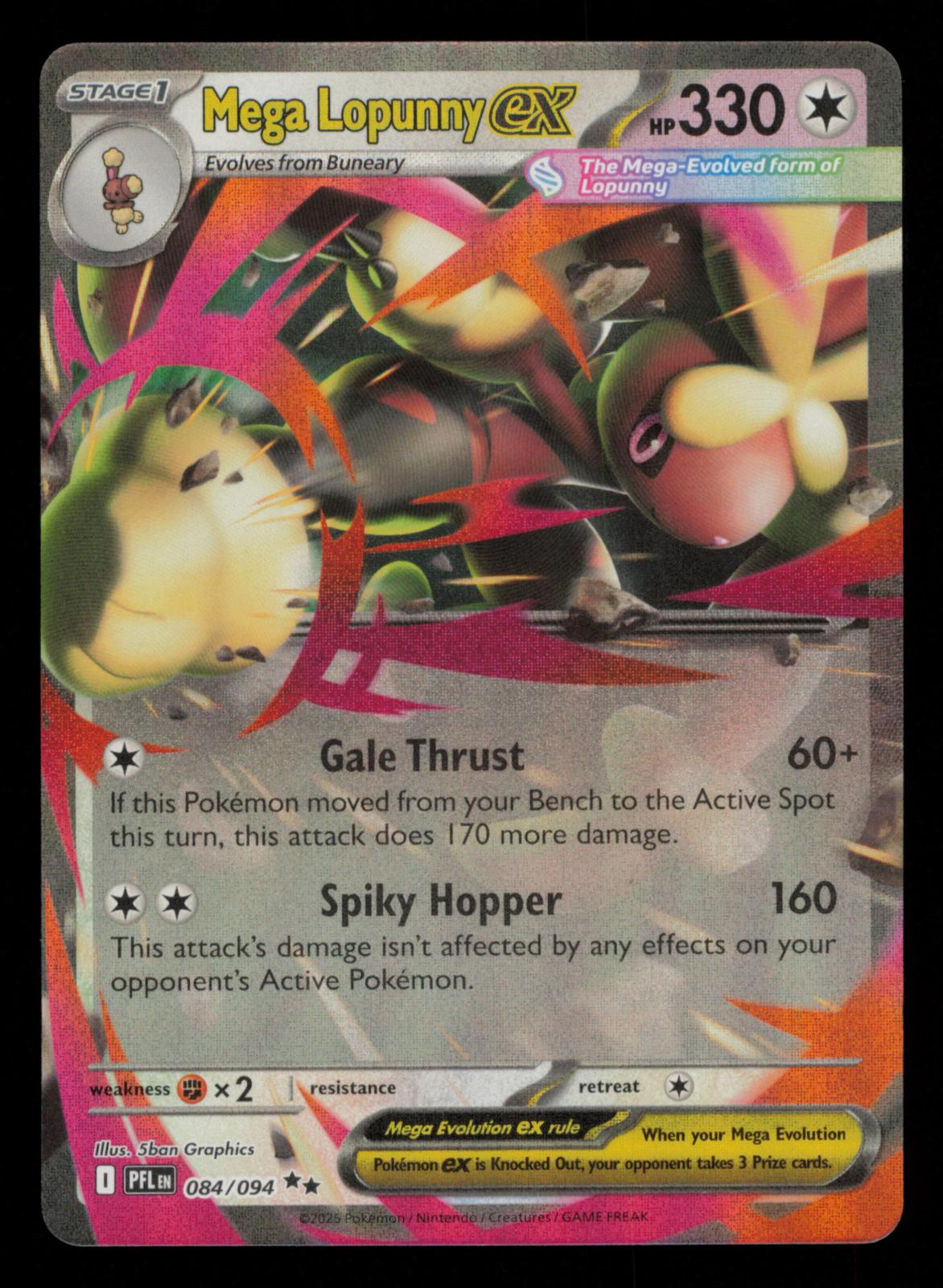 Mega Lopunny ex 084/094 Double Rare Phantasmal Flames Pokemon