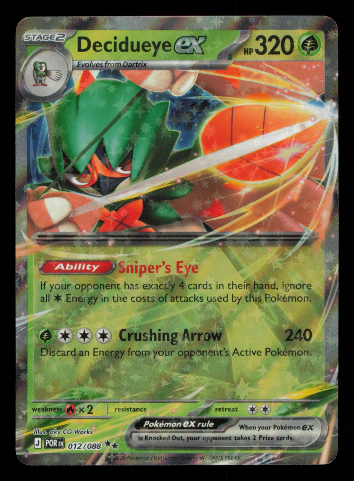 Decidueye ex 012/088 Double Rare Perfect Order Pokemon