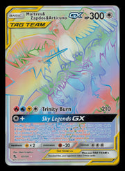 Moltres & Zapdos & Articuno GX 69/68 Rainbow Rare Hidden Fates Pokemon Holo