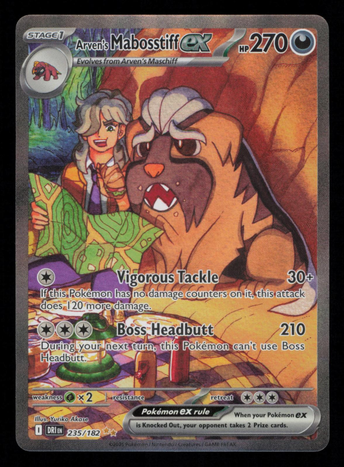 Arven's Mabosstiff ex 235/182 Special Illustration Rare Destined Rivals Pokemon