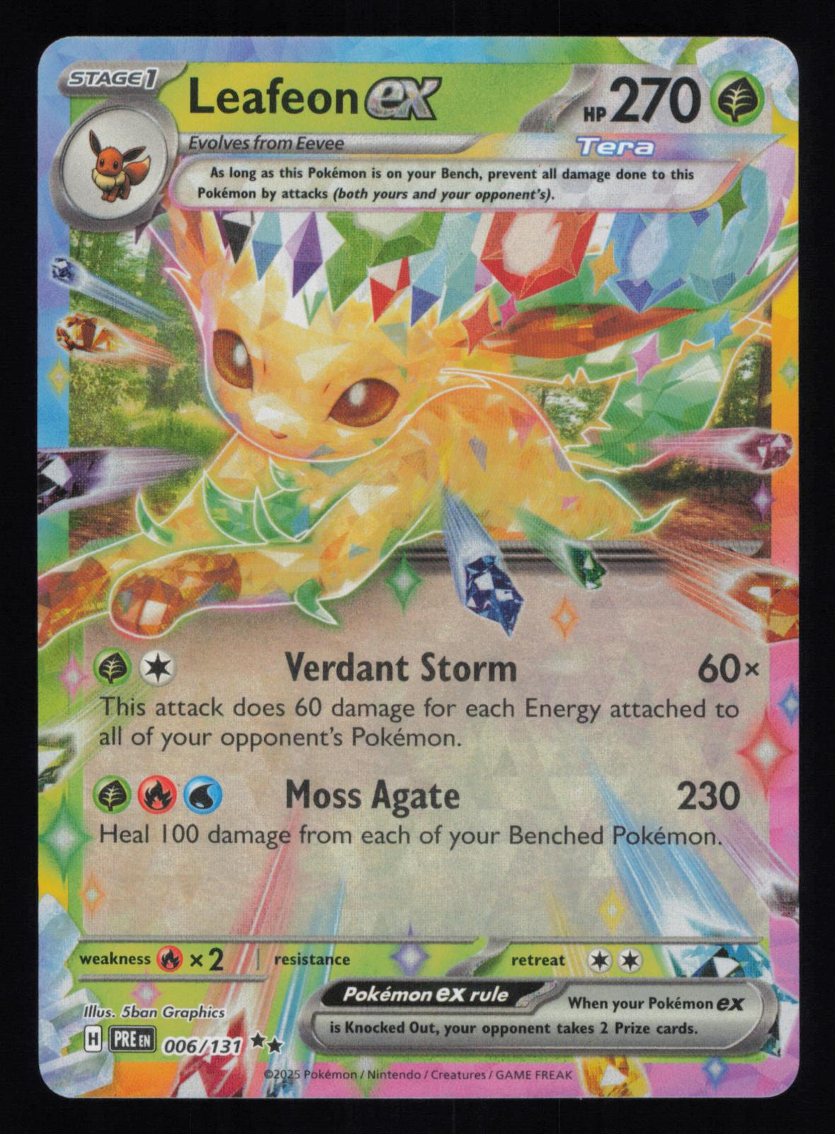Leafeon ex 006/131 Holo Double Rare Prismatic Evolutions Pokemon