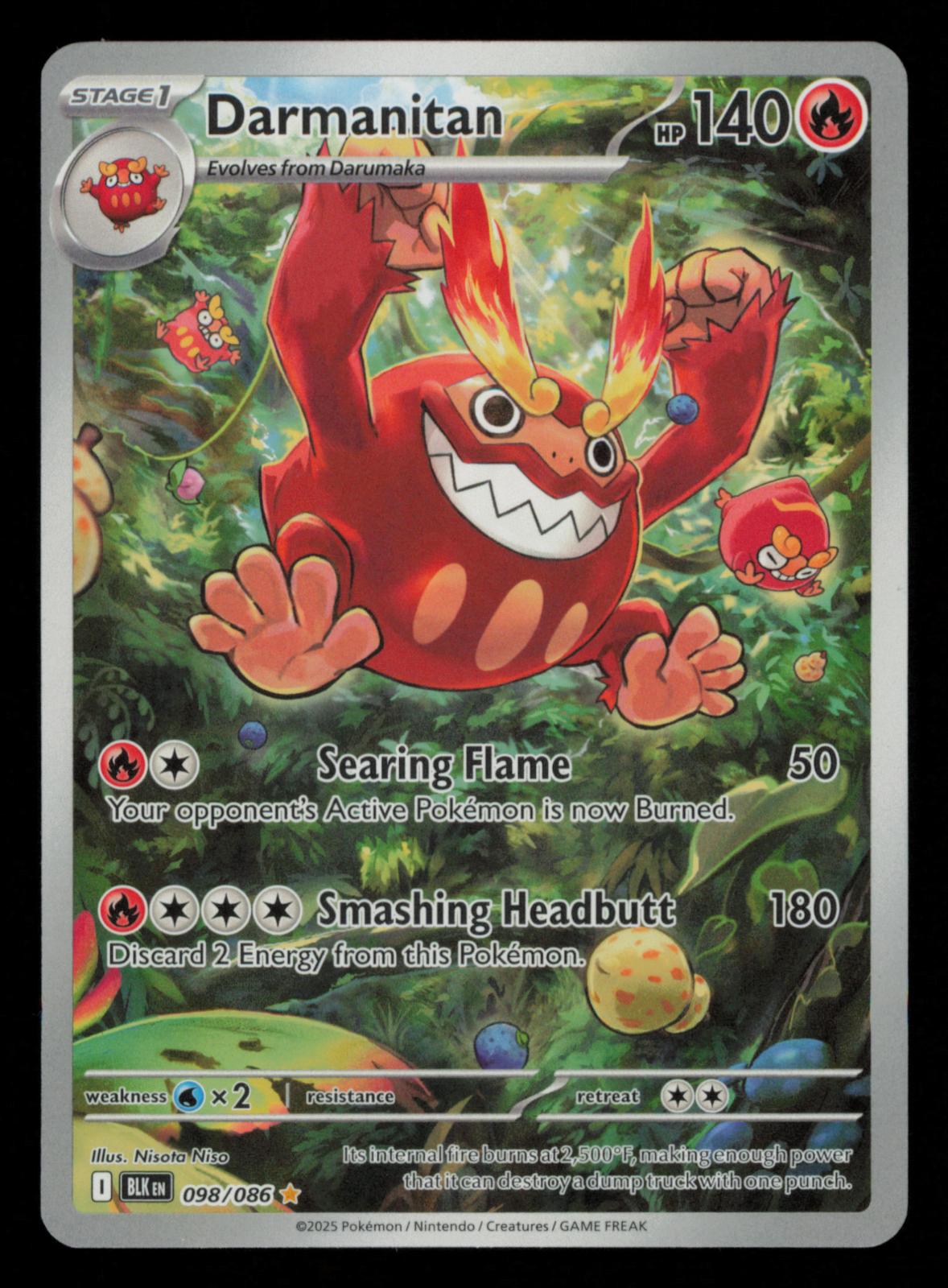 Darmanitan 098/086 Holo Illustration Rare Black Bolt Pokemon