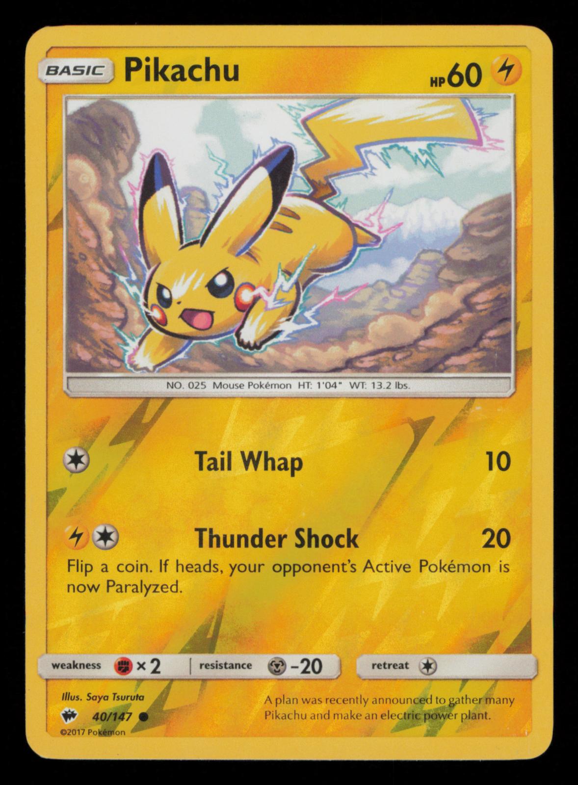 Pikachu 40/147 Common Burning Shadows Pokemon