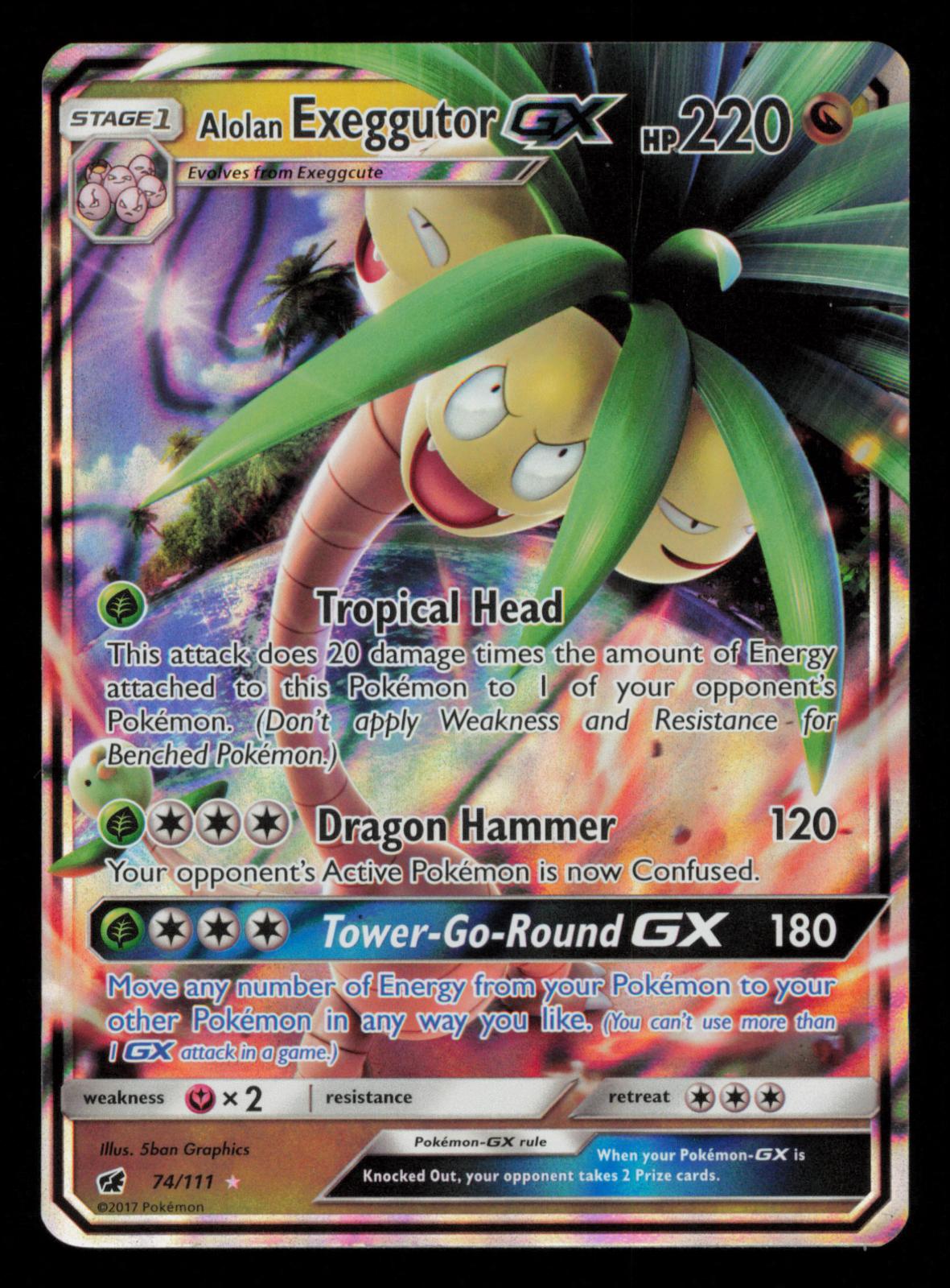 Alolan Exeggutor GX 74/111 Holo GX Rare Crimson Invasion Pokemon