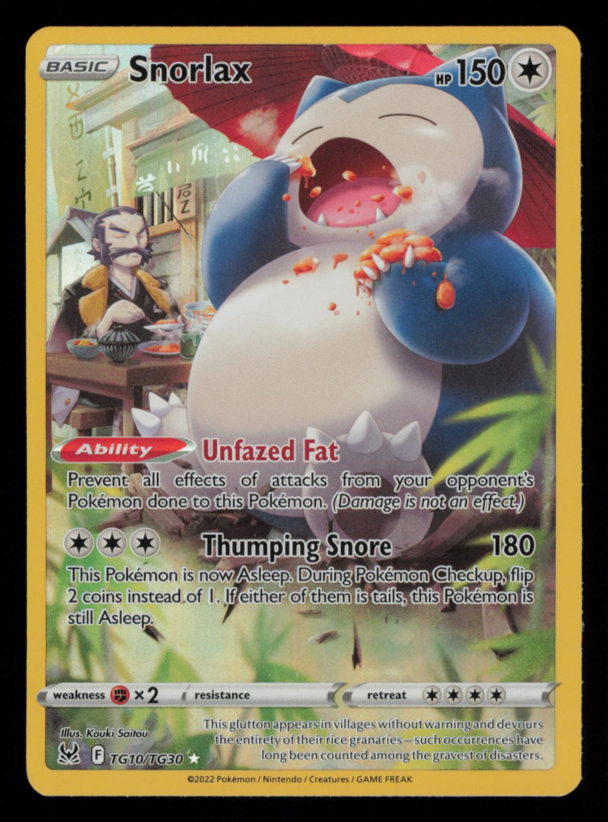 Snorlax TG10/TG30 Holo Trainer Gallery Rare Lost Origin Trainer Gallery Pokemon