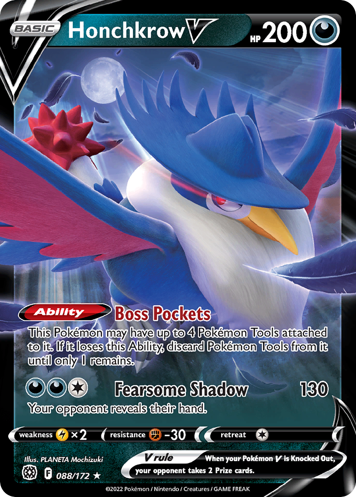Honchkrow V 088/172 Holo V Rare Brilliant Stars Pokemon
