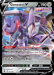Genesect V 185/264 Holo V Rare Fusion Strike Pokemon